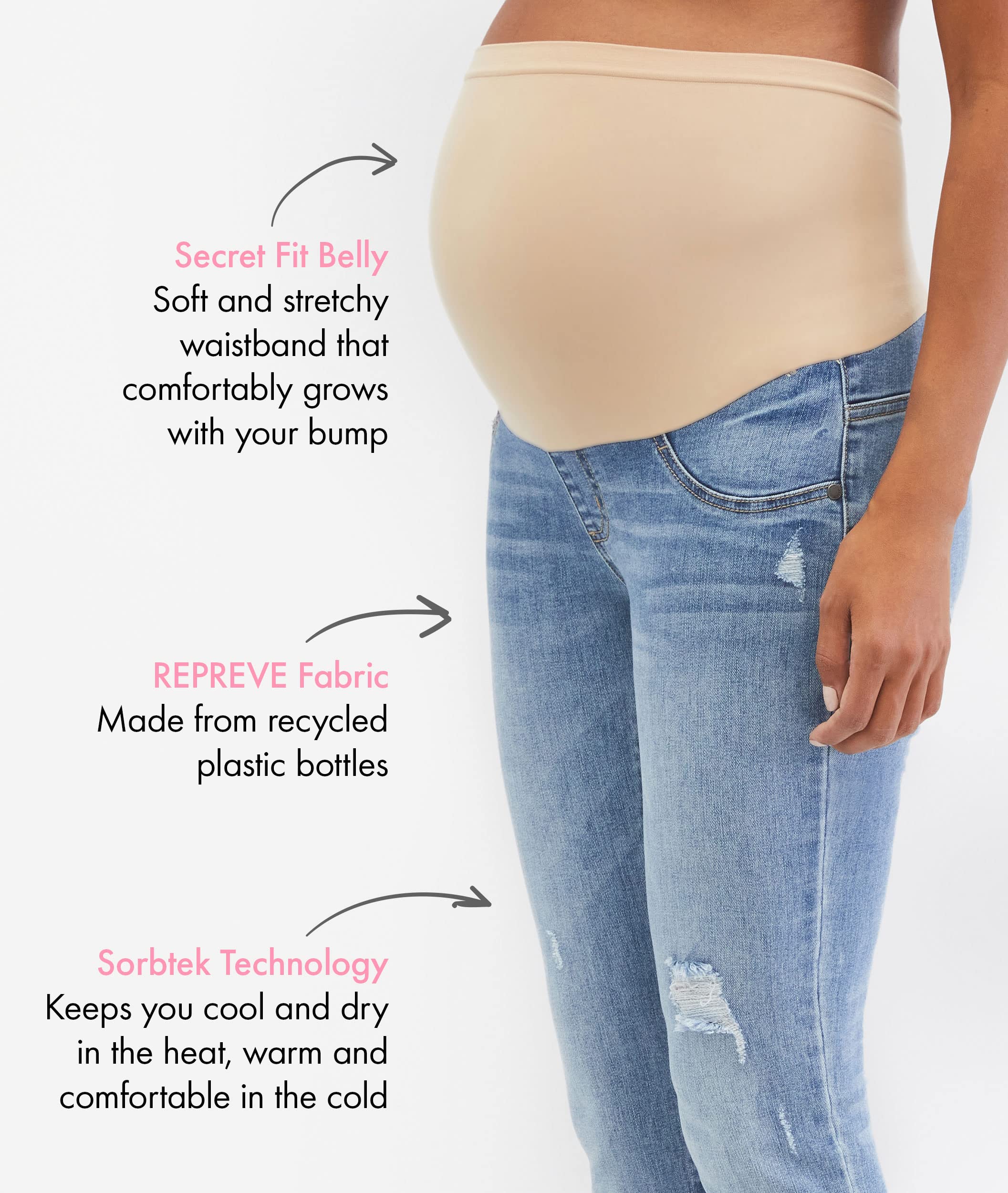 Motherhood Maternity Vaqueros Premamá, Azul Índigo Sostenibles, Corte Secreto, Abdomen, Skinny, Piernas - Jeans Mujer
