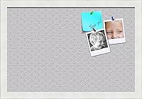 Vista 88 de PinPix Tablero de anuncios de corcho de 12 x 12 pulgadas. Este tablero decorativo enmarcado viene con diseño de círculos B W y un marco blanco