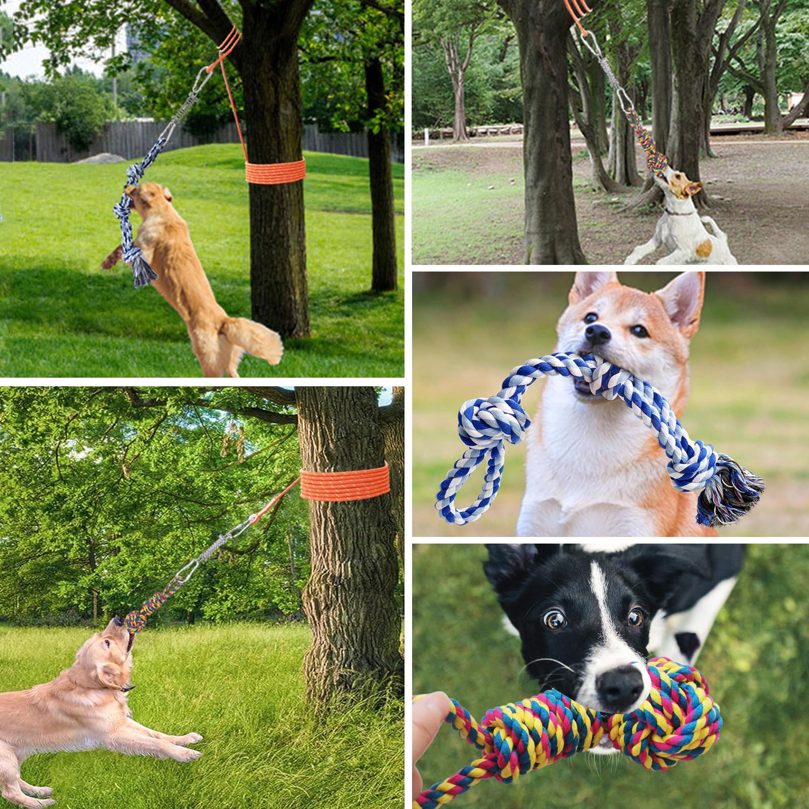 Tree Tugger Dog Toy Dog Toy Tugger Rope HOKINETY Dog Hanging Bungee Tug Toy  For Two Dogs: Interactive Tether Tug-Of-War For Pitbull Small To Large Dogs  To Exercise - Durable Ret Race