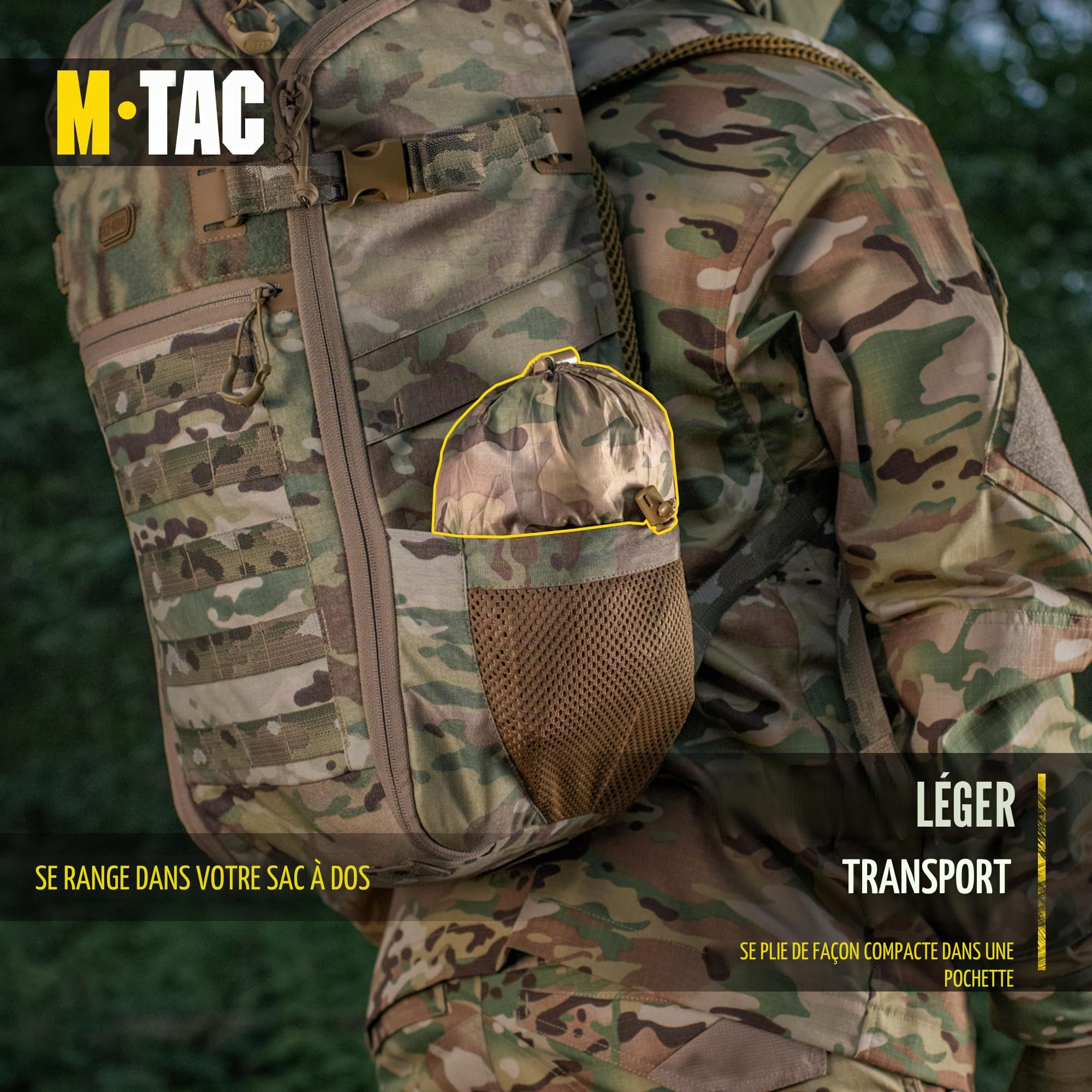 M-Tac Poncho de pluie tactique – Poncho militaire militaire – Imperméable Ripstop Camping Randonnée chasse en plein air Ponchos de pluie