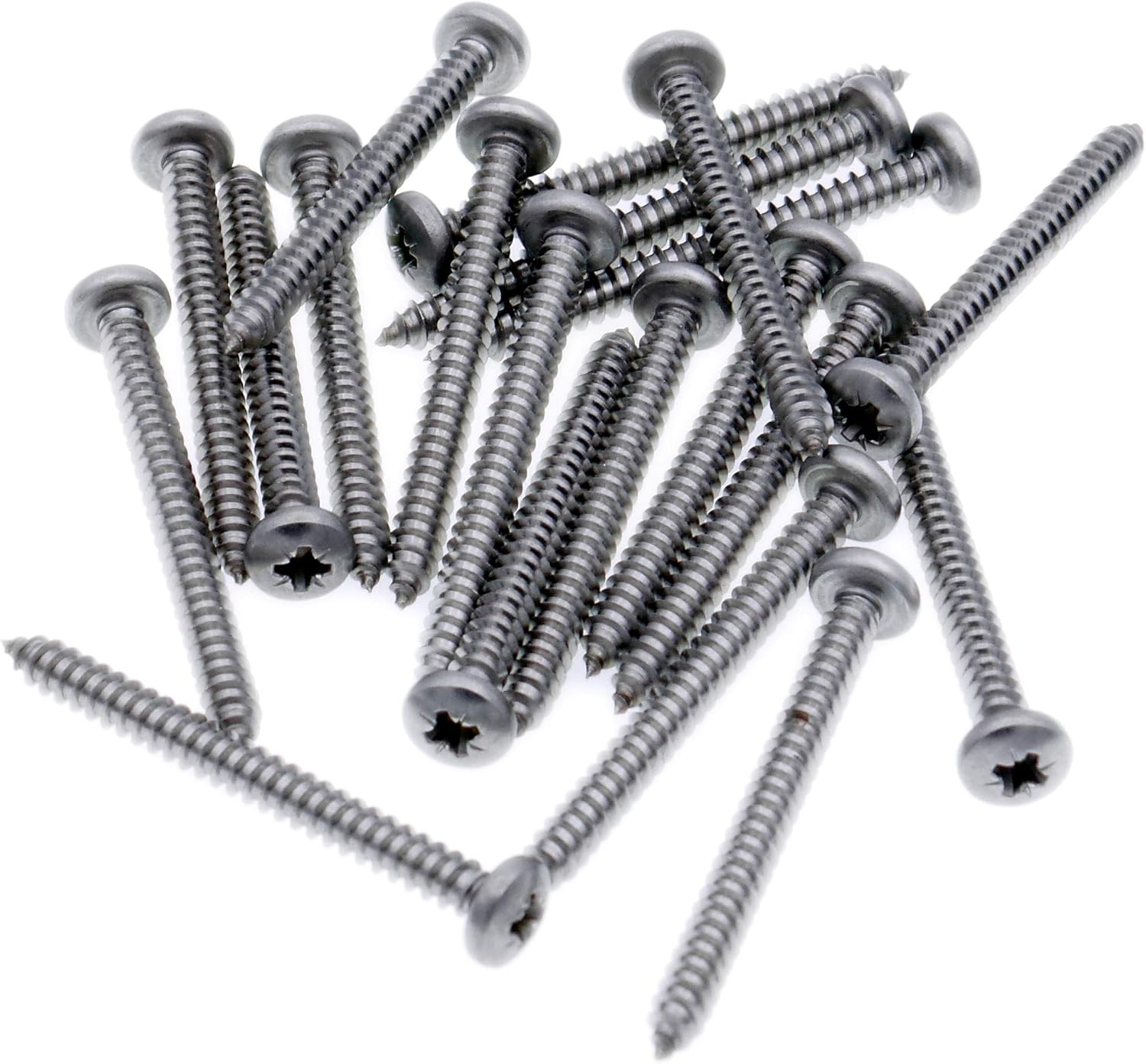 No.4 x 1 (2.9mm x 25mm) Pozi Pan Self-Tapping Screw - Stainless Steel (A2) (Pack of 20), Silver/Metallic, 2.9x25 - A2(20)