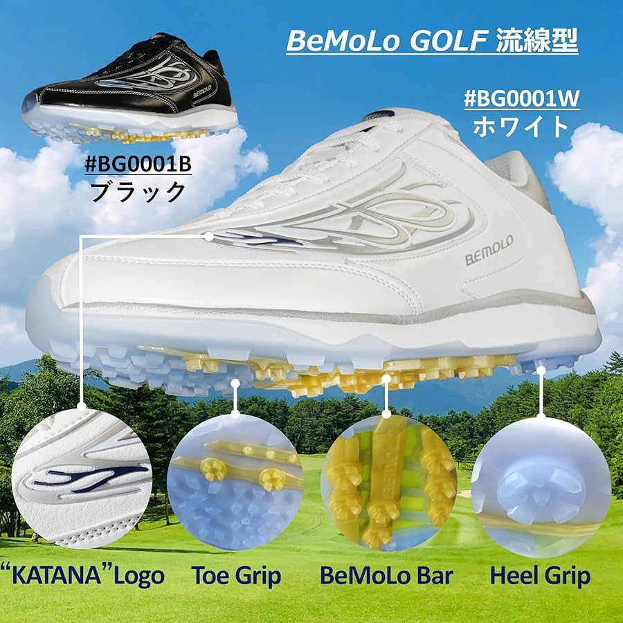 Amazon | [BEMOLO] [ビモロ] ゴルフ/GOLF流線型 BG0001(B/W) (ホワイト
