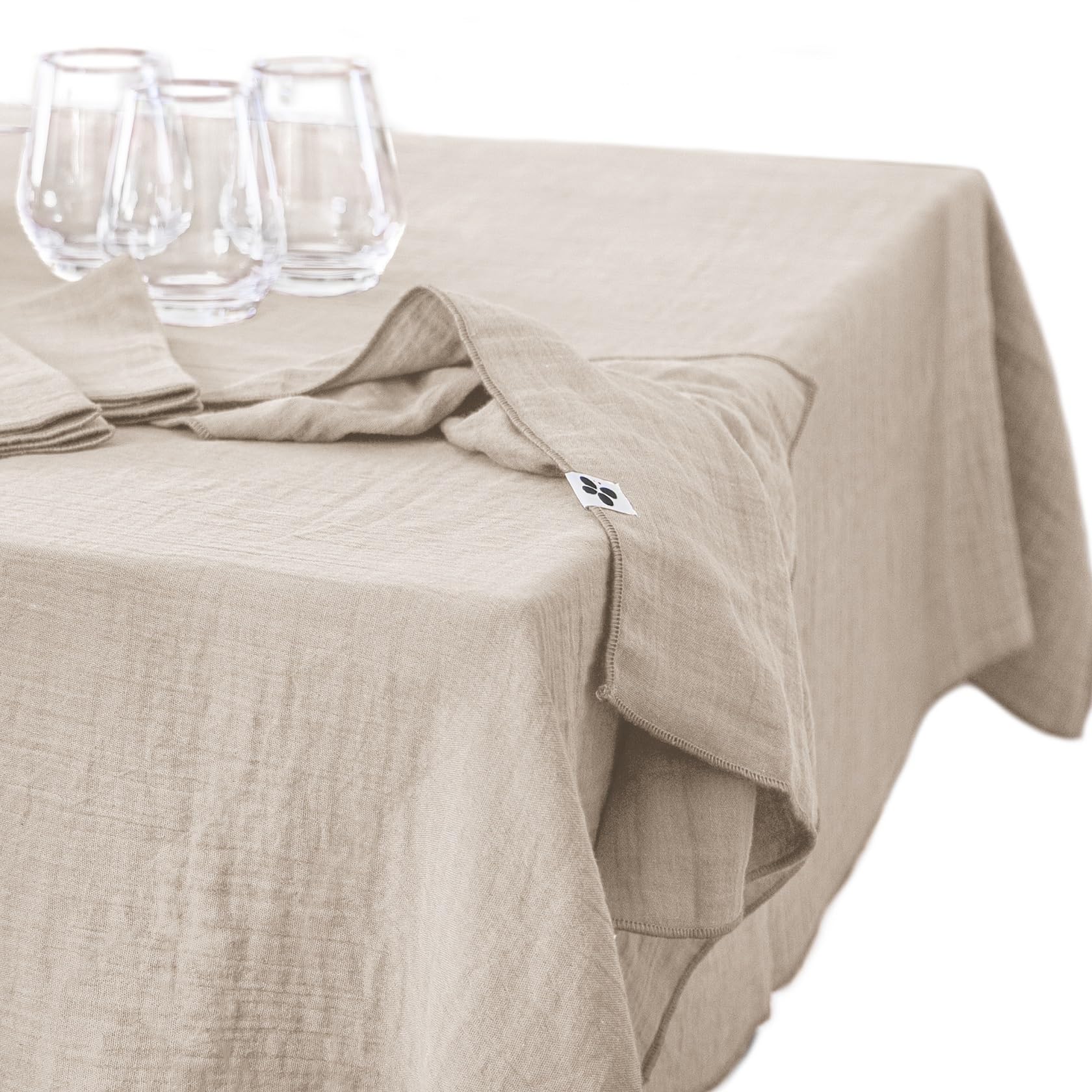 Nappe rectangle 150x250 cm en gaze de coton naturel L'effet papillon