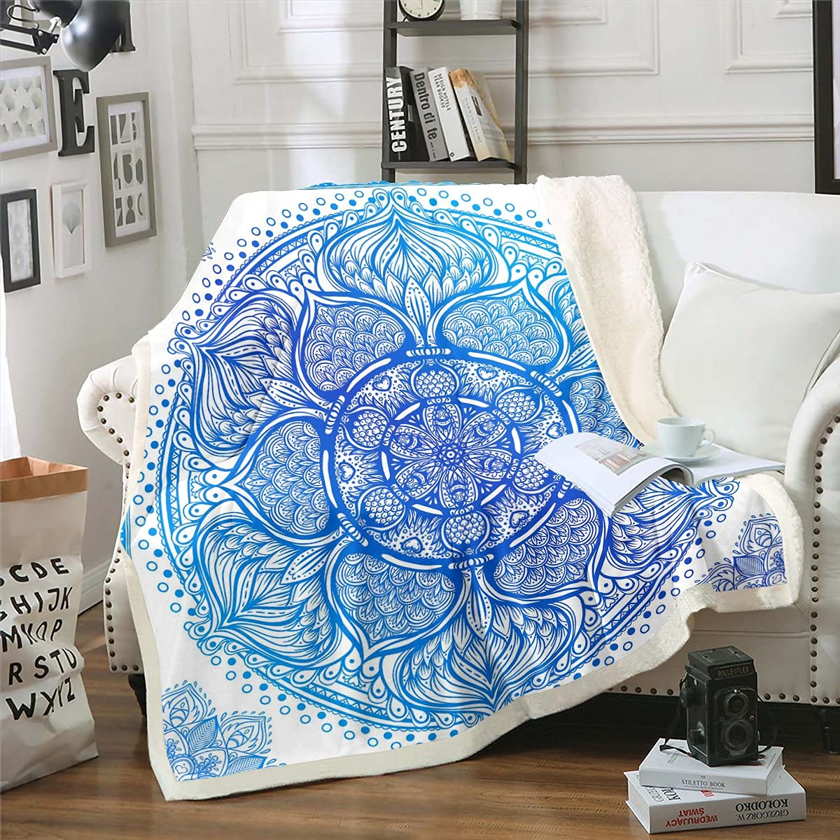 Coperta In Microfibra Bohémien Con Mandala | Plaid Morbido Per Divano E Letto - 70x100 Cm - 2
