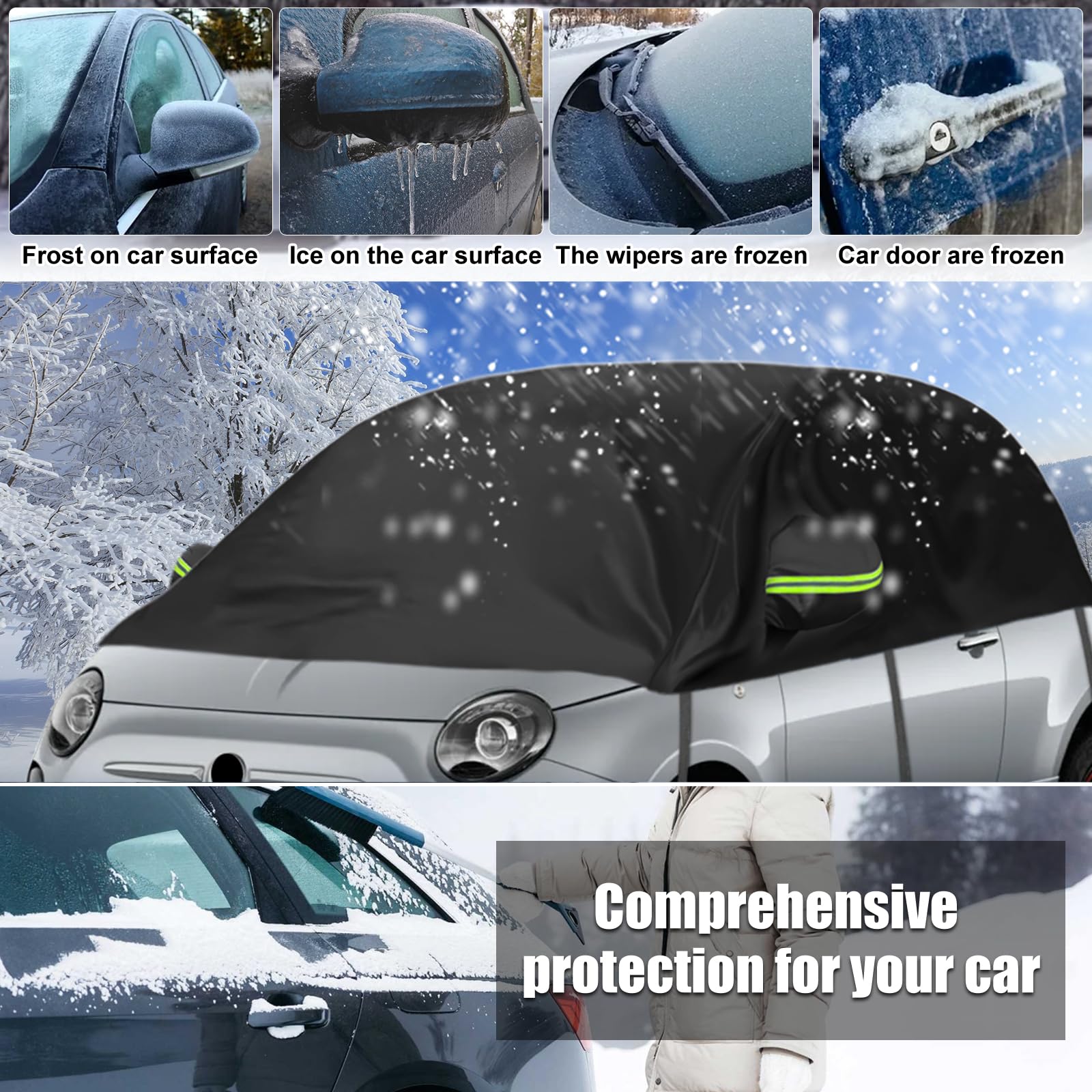 Autoabdeckung Ersatz für VW Up Toyota Aygo Kia Picanto Citroen C1, Universelle Sonnenfest Hälfte Halbgarage UV Beständige Halbe Auto Abdeckplane Staubdicht Schneefest Outdoor Indoor