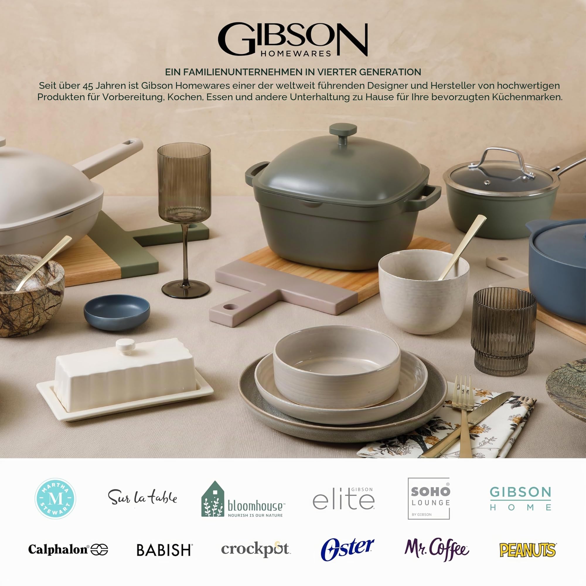 Gibson Elite Matisse Geschirr-Set mit Doppelschalen, für 4 Personen (16-teilig), Grün
