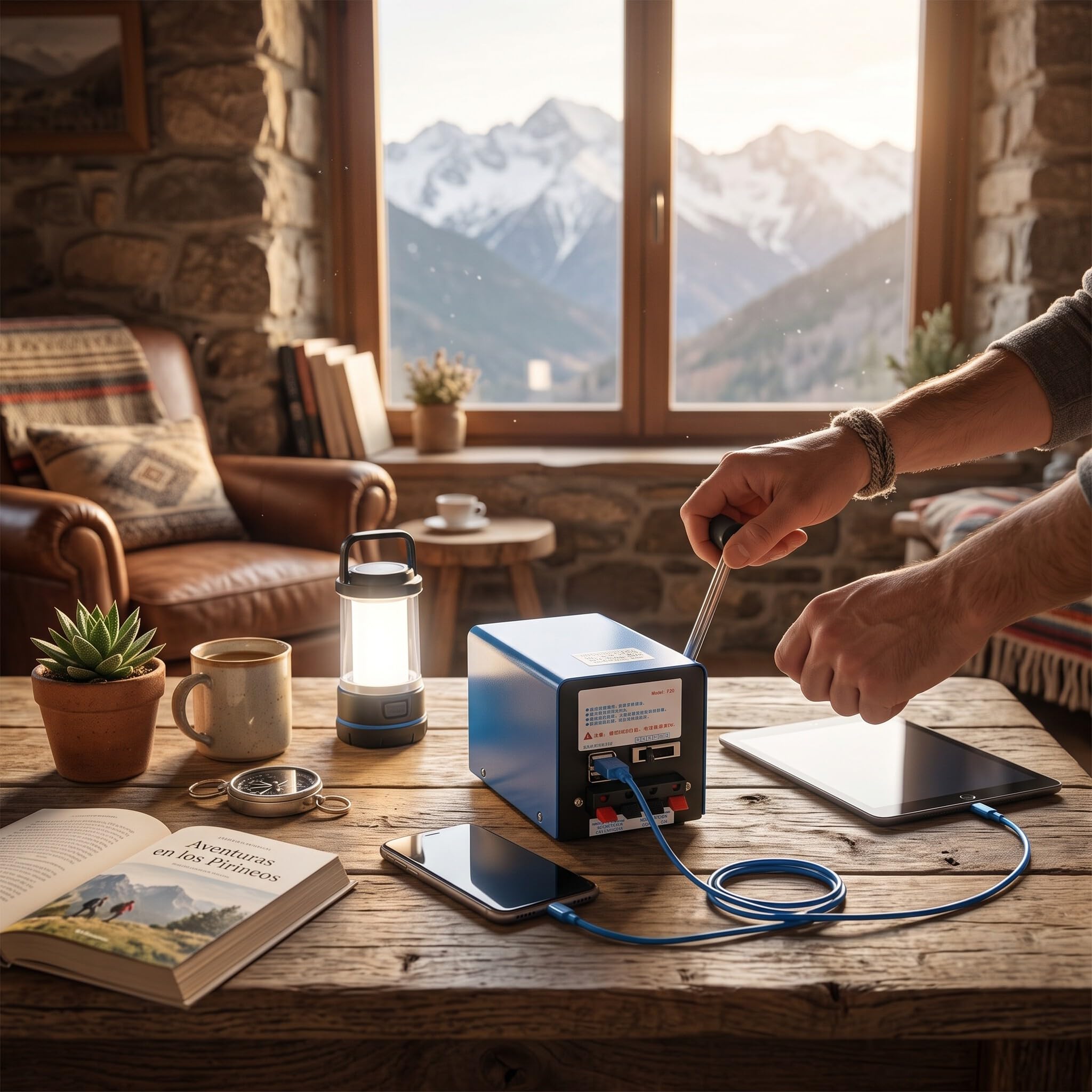 Générateur électrique portable, Haute puissance USB manivelle d'urgence Générateur à manivelle compact pour camping survie plein air randonnée voyage situations critiques