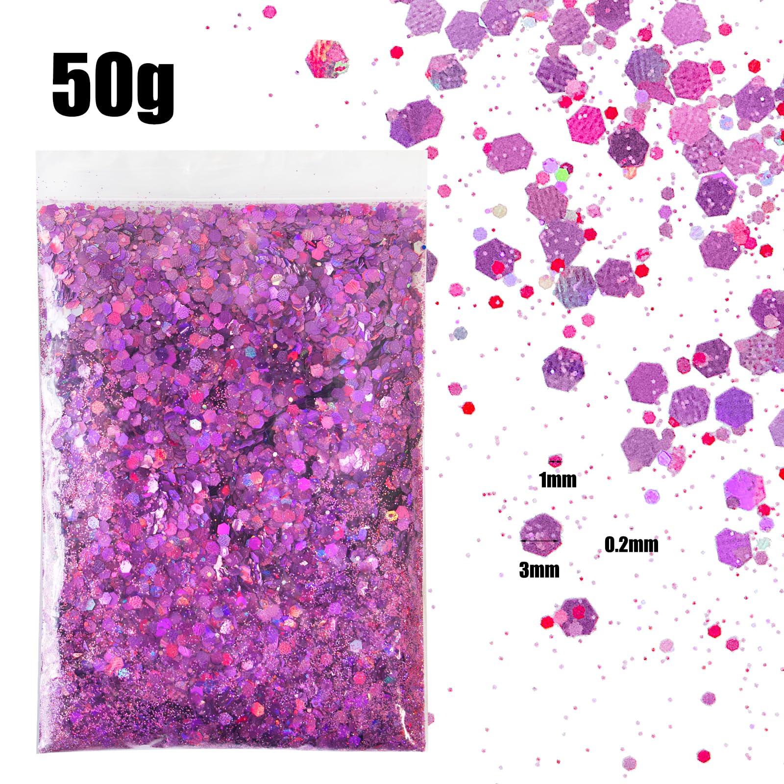 Rot Holographischer Glitzer 50g - Grober Bastelglitzer Für Nägel & Make-up