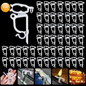 TITE 100 PCS Mini Plastic Gutter Hanging Hooks Outdoor Christmas Lights Hooks Clips for Christmas Party Birthday Wedding Decoration D