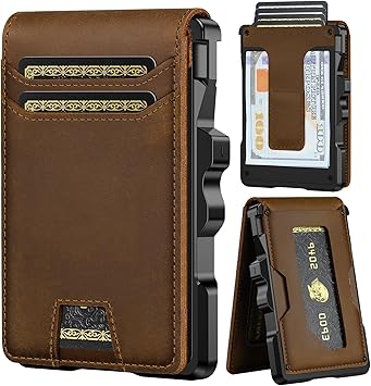 furid Genuine Leather Wallet for Men Slim RFID Minimalist Wallets with Money Clip - Smart Pop Up Credit Card Holder for Front Pocket - Gifts for Husband Father on Birthday Anniversary