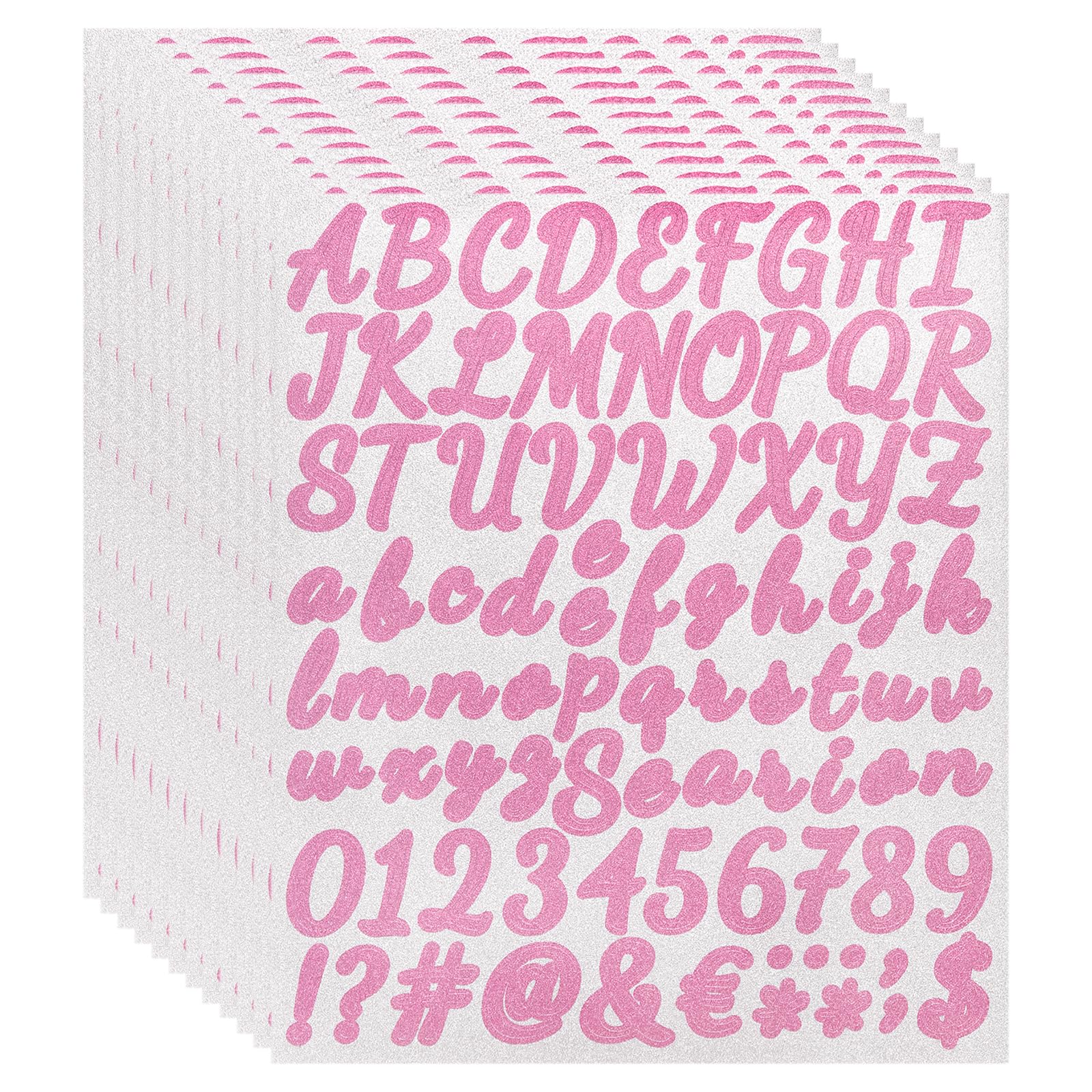 Autocollants pailletés rose de 912 lettres et chiffres pour scrapbooking créatif