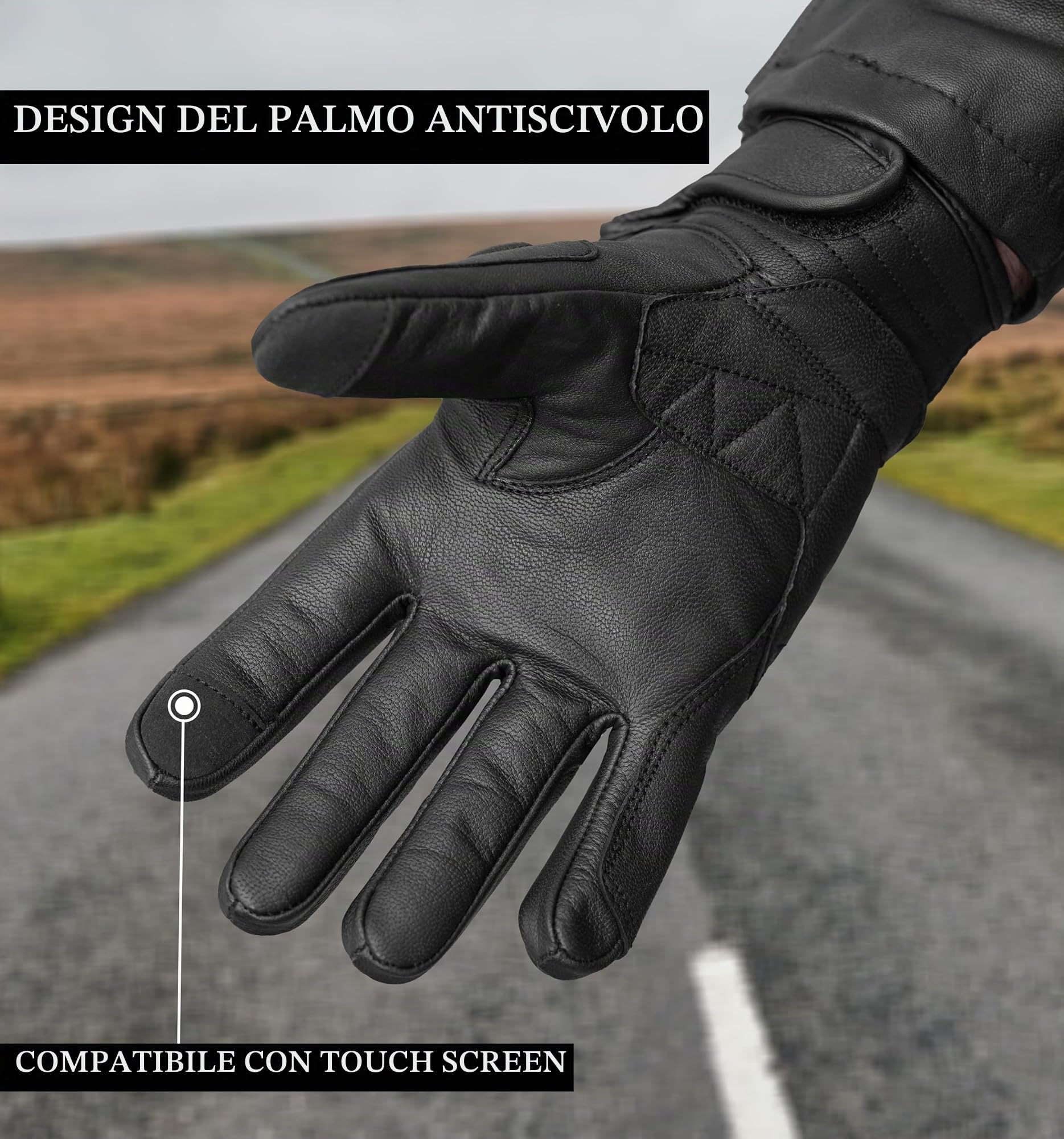 Guanti da moto in pelle di alta qualità, guanti touch screen, guanti da corsa da uomo, guanti da corsa ATV