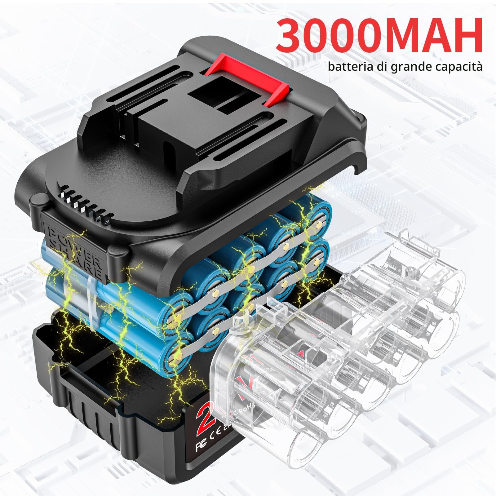 Brushless Mini Motosega a Batteria per Potatura 12 Pollici,1300W Motosega Elettrica 2 * 3000 mAh Batteria, con Lubrificazione Automatica,Sega Elettrica per Potatura per Tagliare Legna, Potare Rami