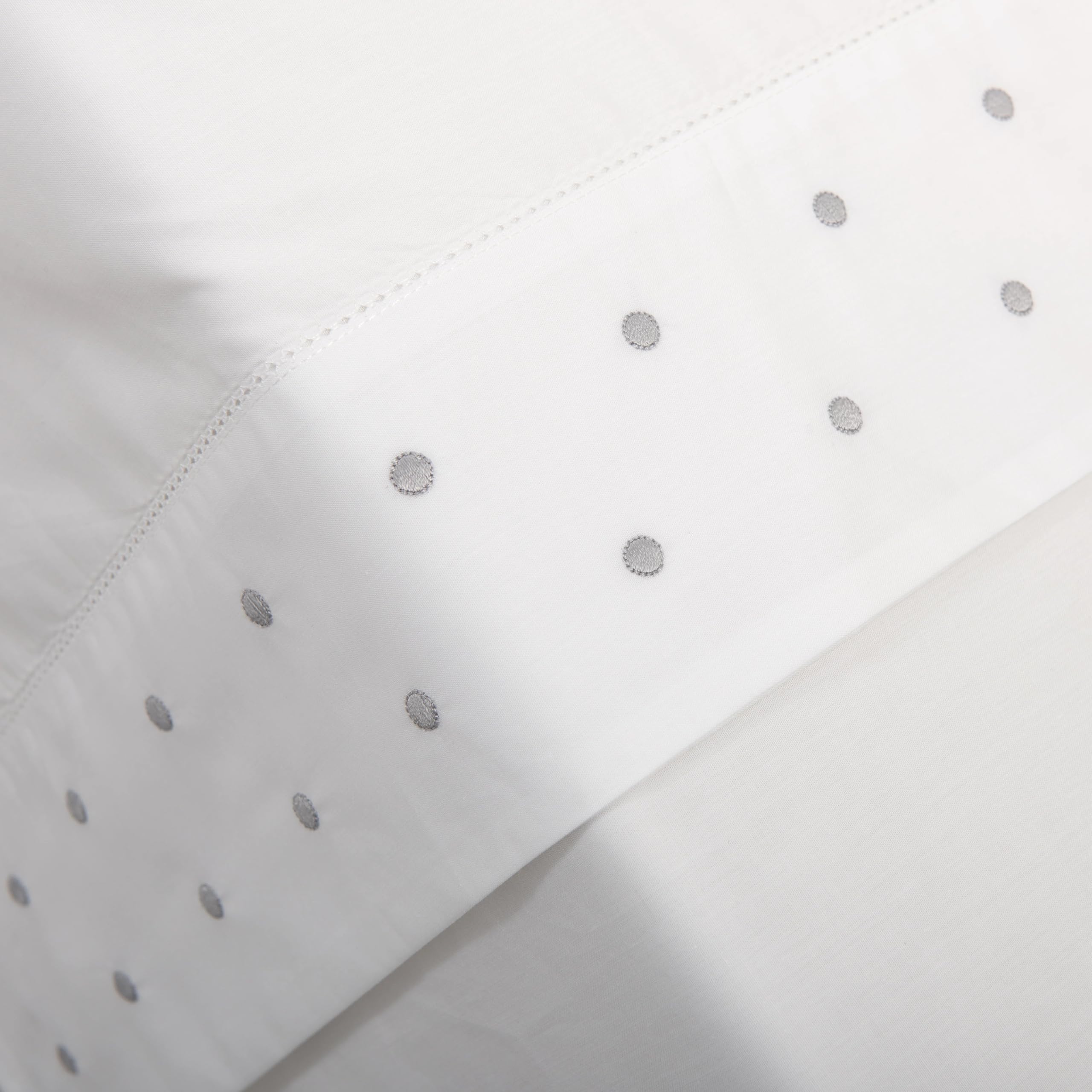 Sábanas Cuna Lunares Gris - - 100% Algodón de Percal - 200 Hilos - Lunares - 3 Piezas - Fabricado en Portugal