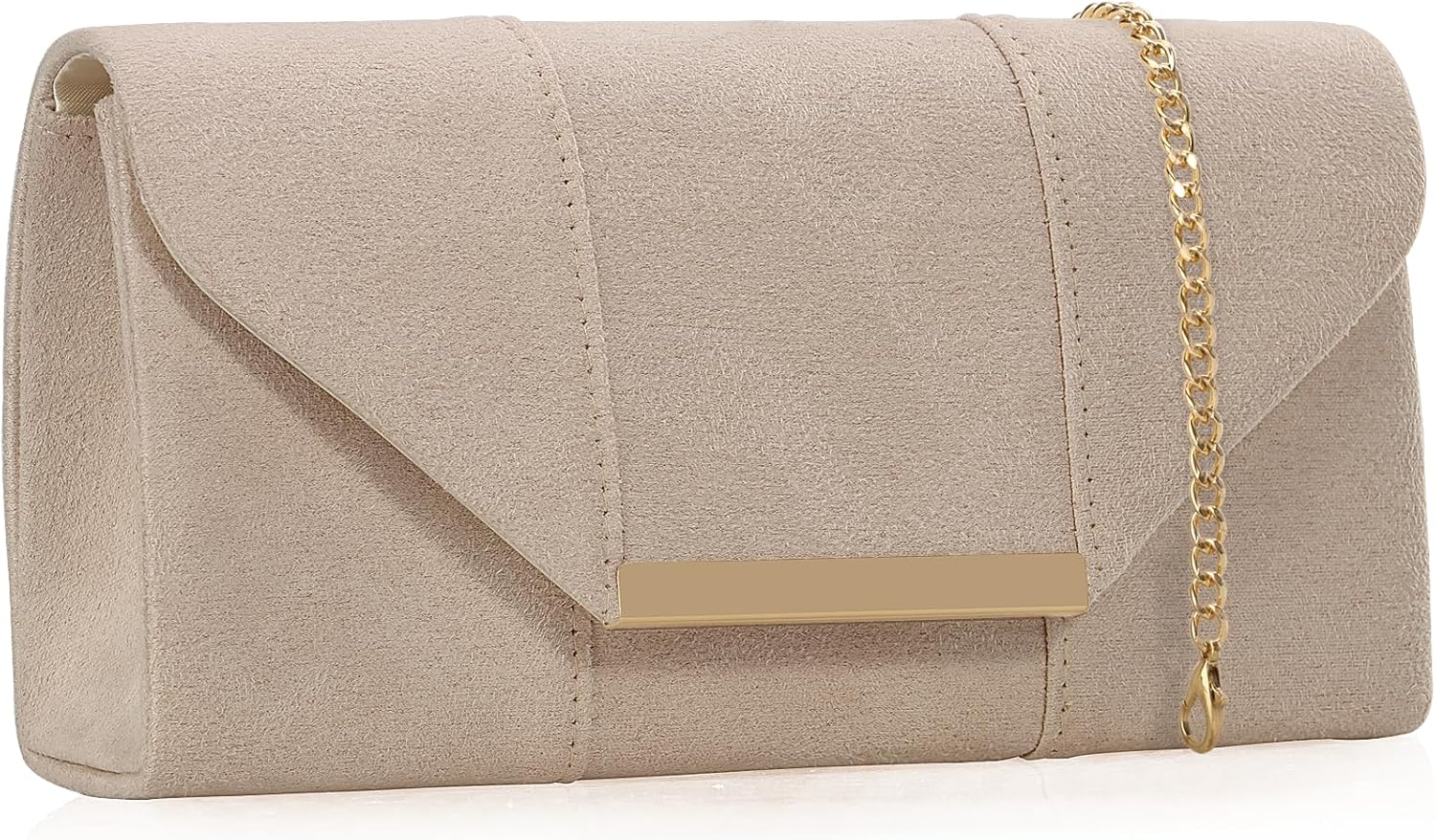 Dexmay Women Faux Suede Envelope Clutch Purse Evening Velvet Handbag Foldover Shoulder Crossbody Bag - Image 3