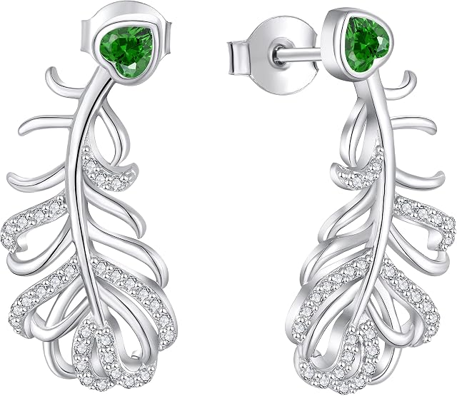 JO WISDOM 925 Sterling Silver Feather Earrings for Women