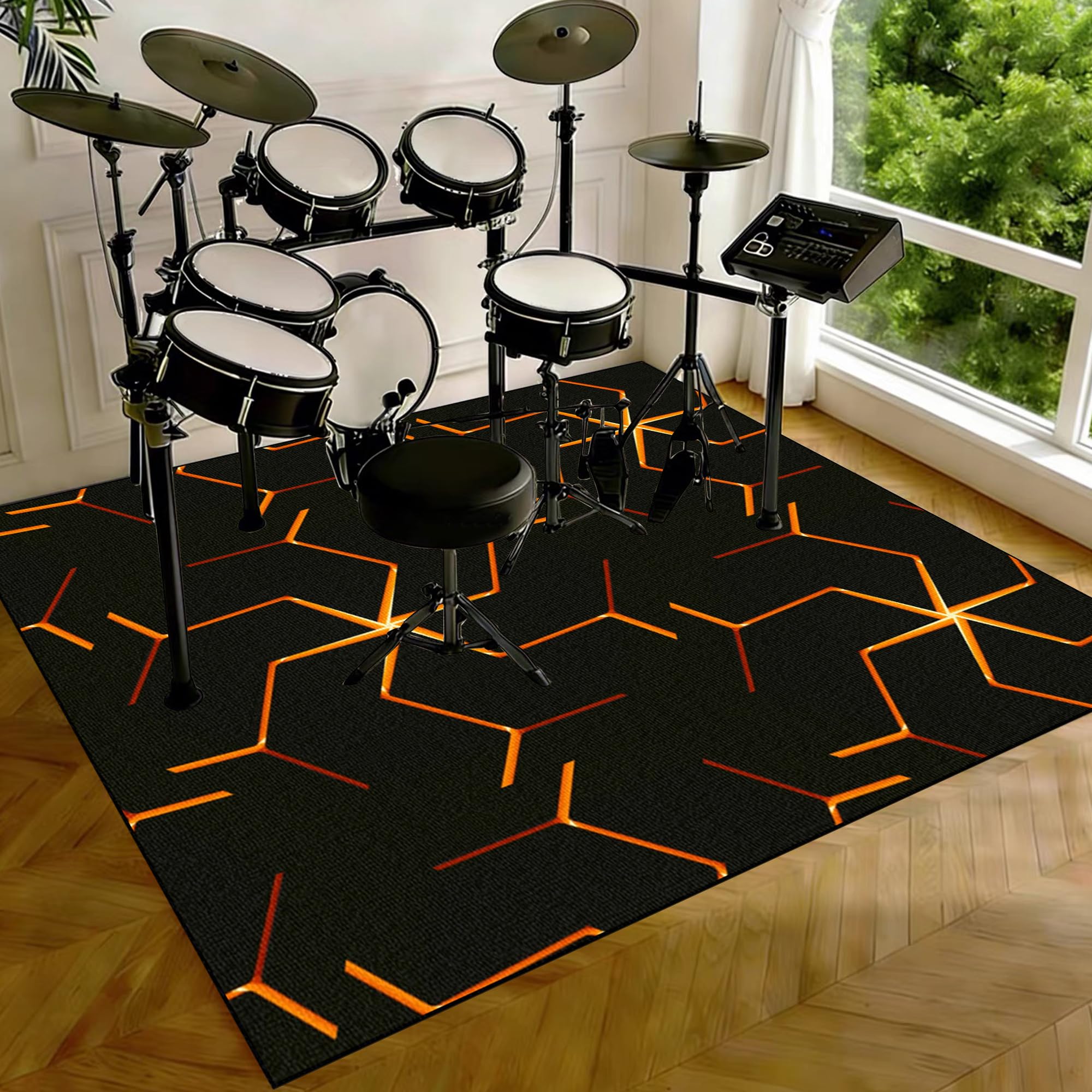 Drum Teppich Schlagzeug Teppich Schlagzeugteppich Schallschutz Akustik Teppich Schallschutzmatte Drum Rug Drum Matte Drumteppich rutschfeste Trommel Teppiche, Für Bass Drum Snare 200 x 160 cm