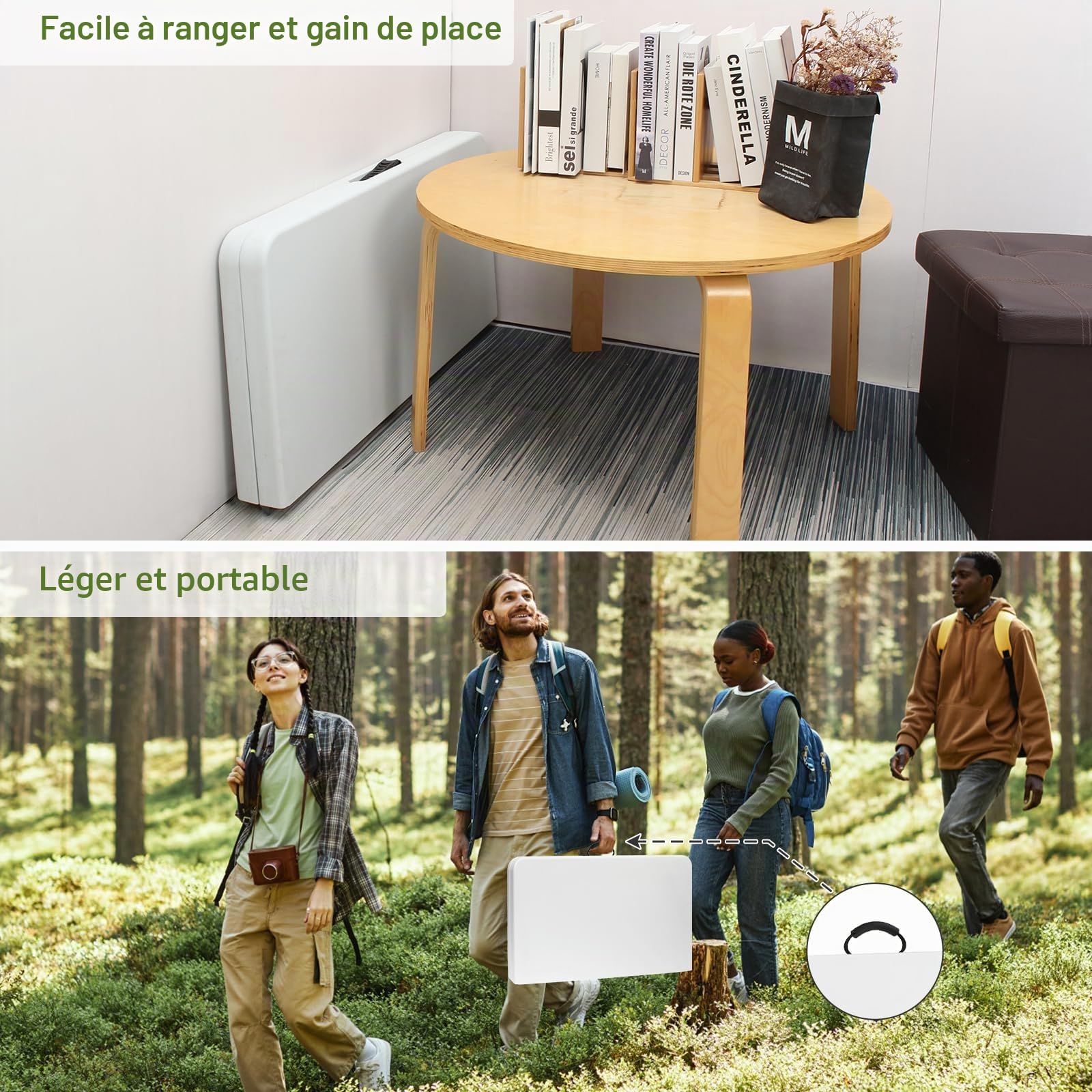 Todeco Table Pliante de Jardin Carrée, Traiteur Pliante Table 86 x 74cm, Table Transportable pour Camping BBQ Barbecue Pique-Nique, Pieds en Acier Pelliculé Gris
