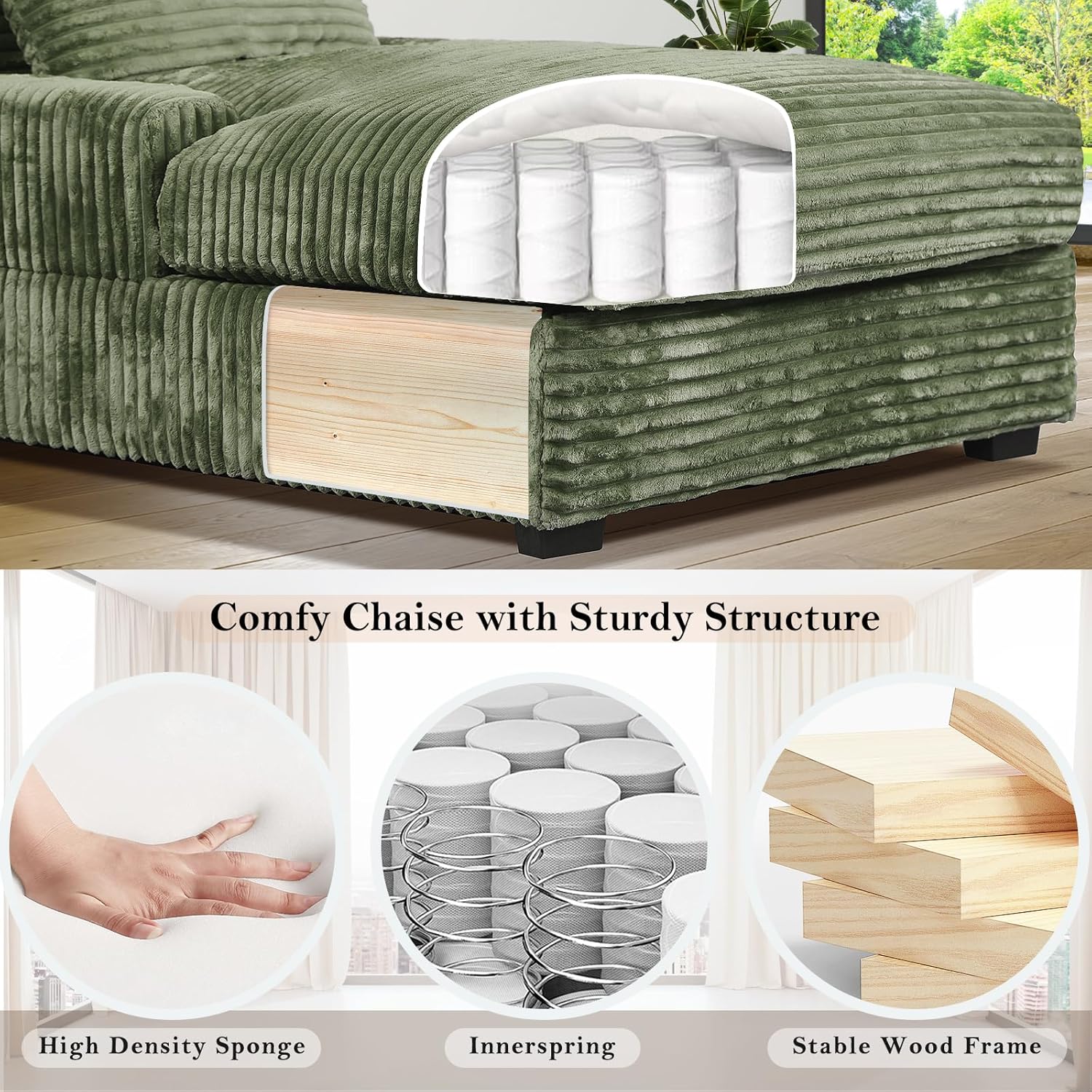 59 Inches Chaise Lounge Indoor with Adjustable Backrest, Single Sleeper Sofa Chair with Lumbar Pillows, Upholstered Sofa Bed for Living Room, Bedroom, Office