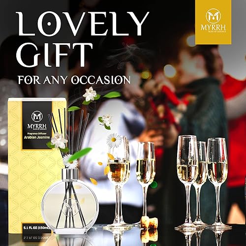 Miniatura 9 de MyrrhUSA - Juego de difusor de varillas perfumado de jazmín árabe con 8 varillas difusoras de ratán, 5.1 fl oz, ambientador totalmente natural,