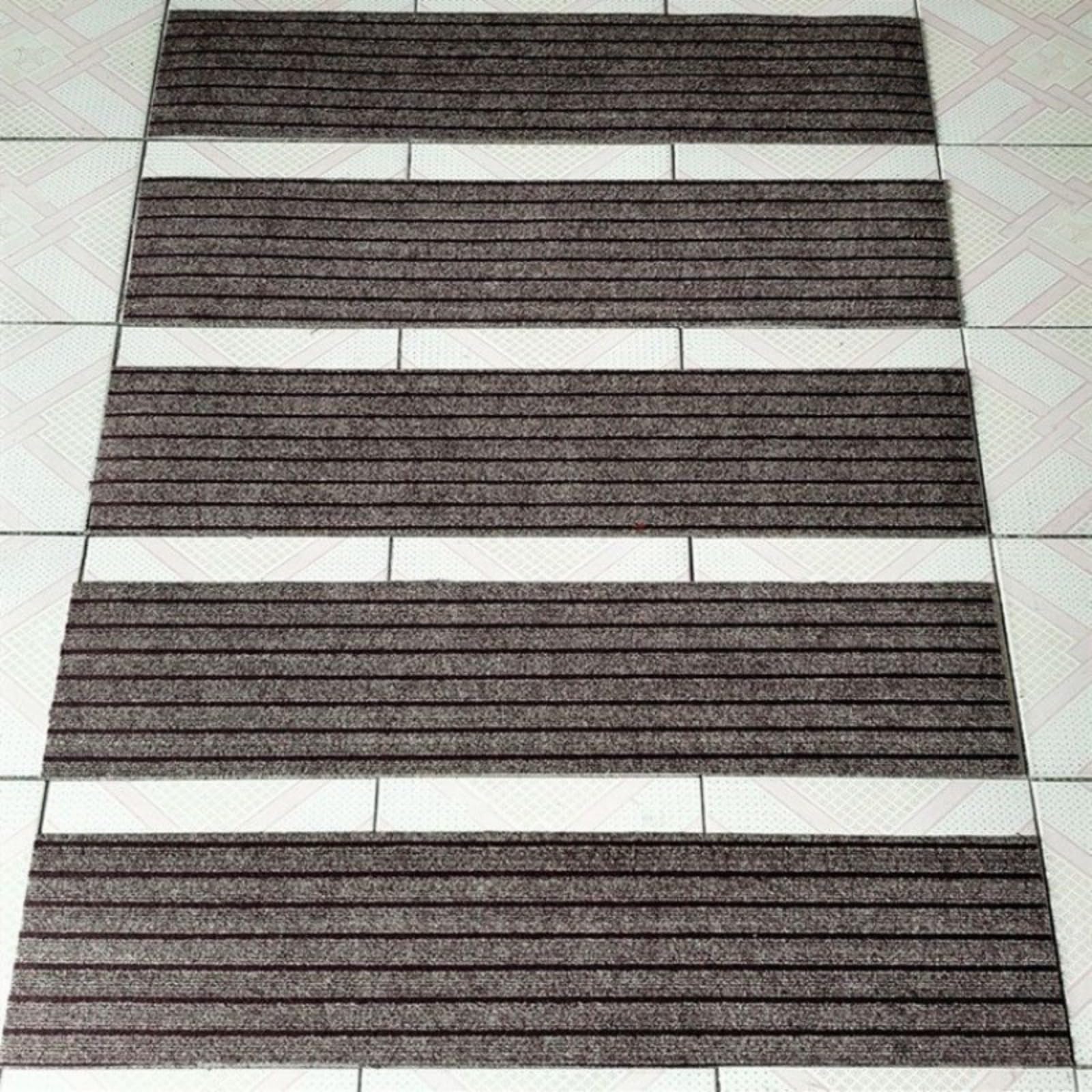 Alfombra para escaleras de madera interior sotanos marron antiderrapante 20x76 cm 13 unidades