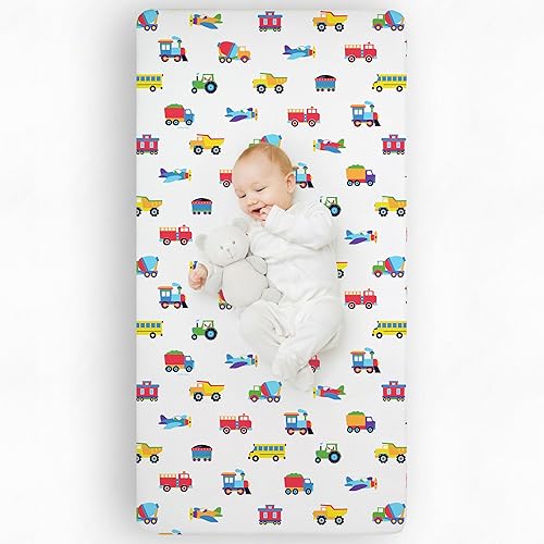 Wildkin Sábana bajera ajustable de franela 100% algodón para niños y niñas, sábanas de cuna miden 52 x 28 pulgadas, sábanas para cuna para niños,