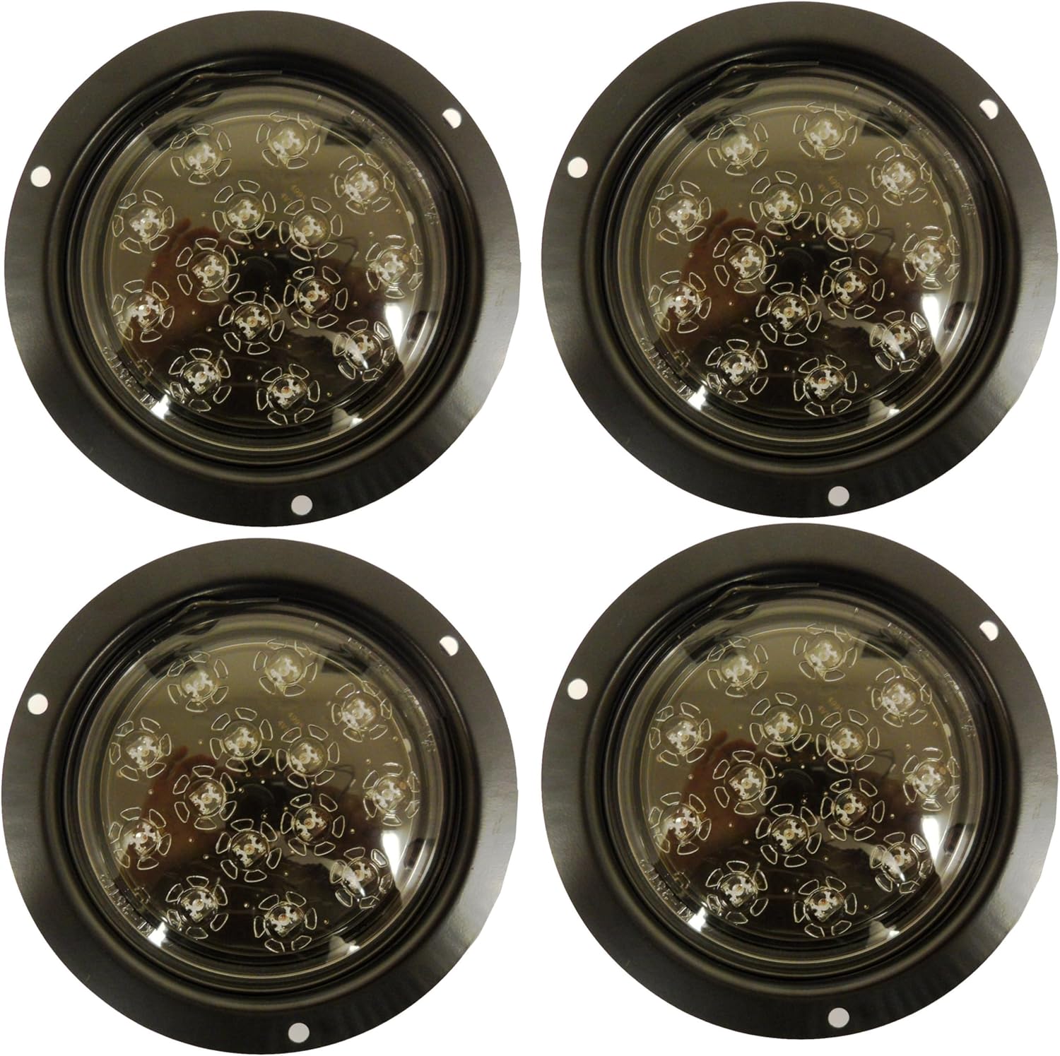 4Pcs Red Round 5-3/8" Flush Mount Brake Stop Turn Tail Signal BRIGHT LED Light For TRUCK TRAILER 25105C-R