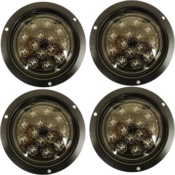 4Pcs Red Round 5-3/8" Flush Mount Brake Stop Turn Tail Signal BRIGHT LED Light For TRUCK TRAILER 25105C-R