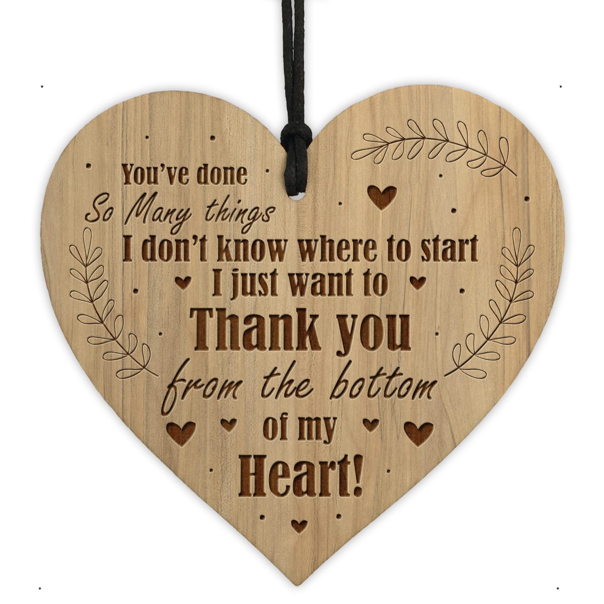 Red Ocean Thank You Bottom Of My Heart Gift Wood Heart Friendship Gift For Him Her Teacher Friend