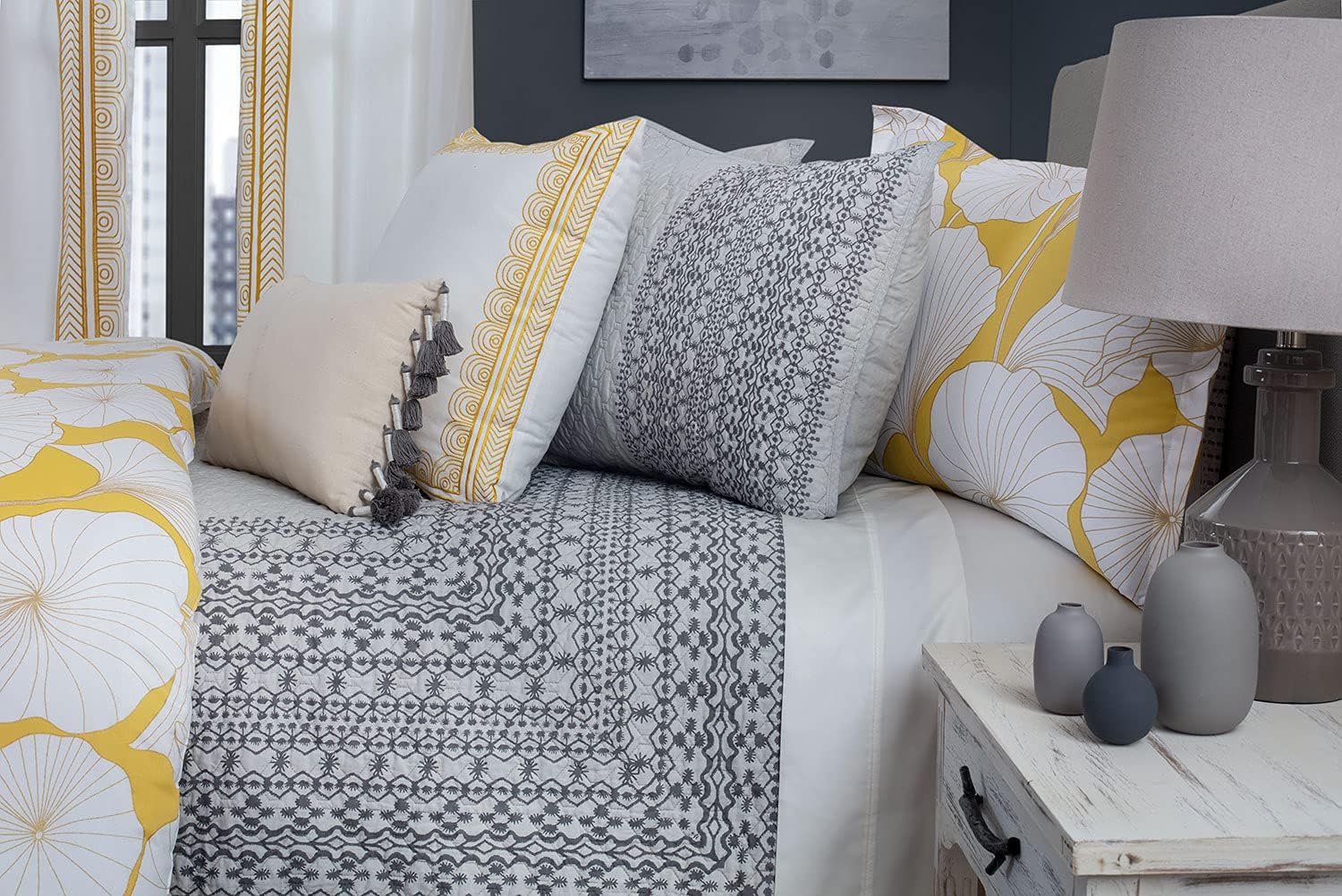 Nikki Chu Gingko Interlaken 100 Cotton Quilt and Sham Set