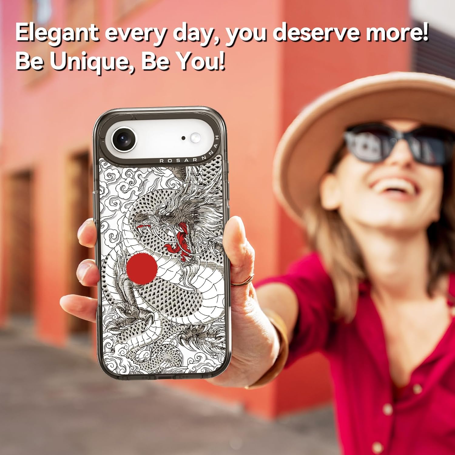 Rosarnnah for iPhone Air Case Cute - Durable Shockproof 6.6 ft Drop Impact Phone Case - Funny Chinese Dragon Design for iPhone 17 Air (6.5") Black