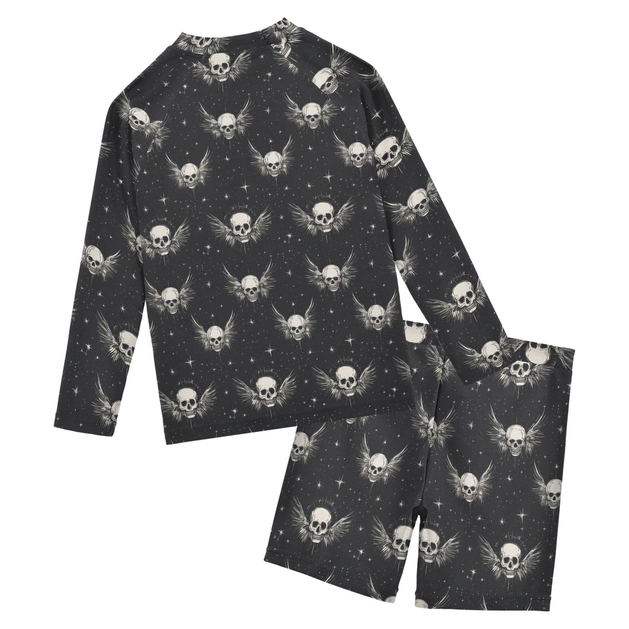 Skull Wing Baby Boys' Toddler Long Sleeved Rashguard Swim Bathing Suit Set B0404504