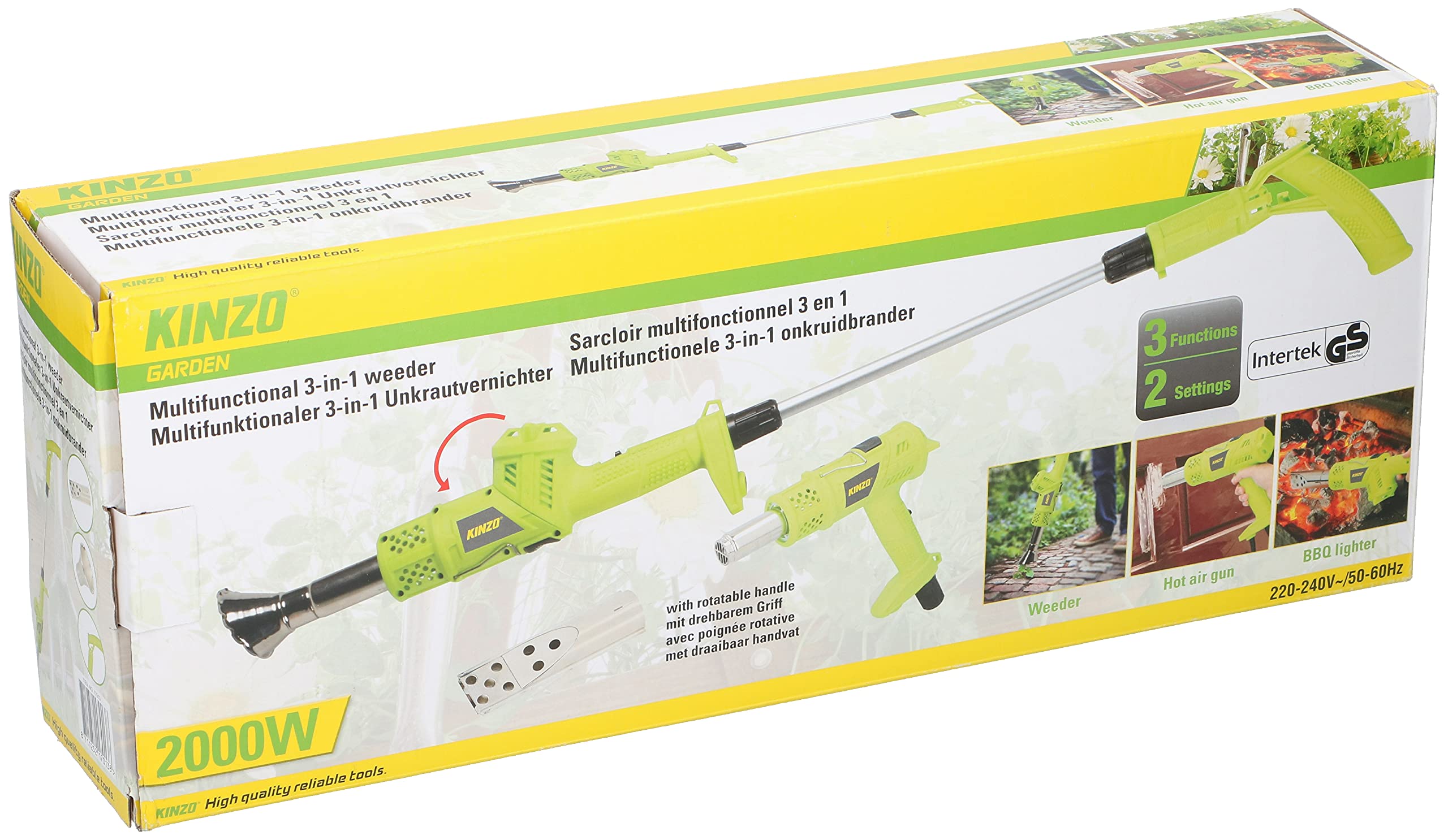 Kinzo Quemador 3 en 1 - Quemador para Hierbas, Quemador para Pintura y Encendido para Barbacoa - 2000 Vatios