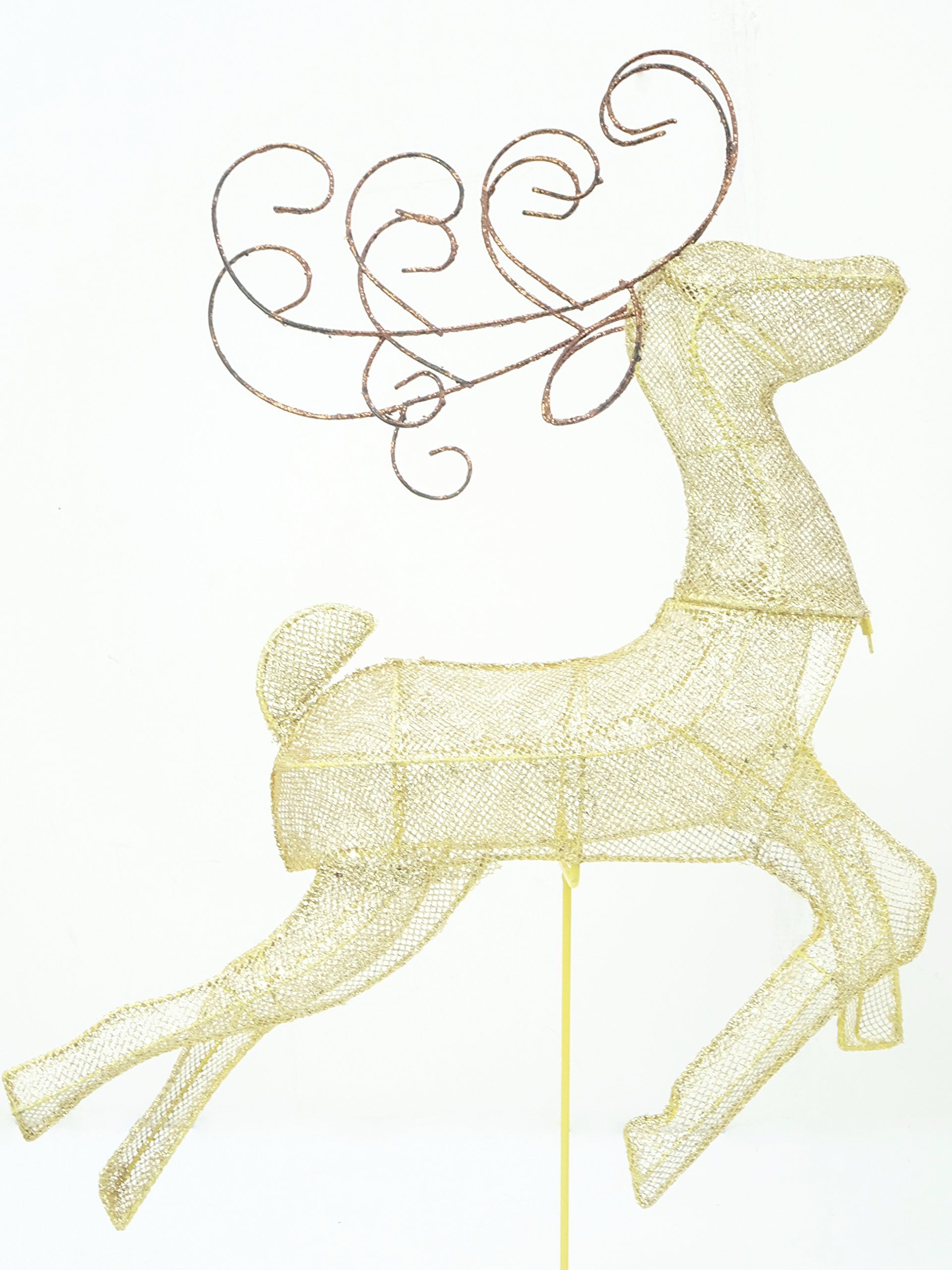 Christmas Concepts® 84cm (33") Bronce y Brillo de Oro Renos con Santa's Trineo Decoraciones de Navidad de Lujo - Decoración de Navidad para Jardín Interior/Exterior