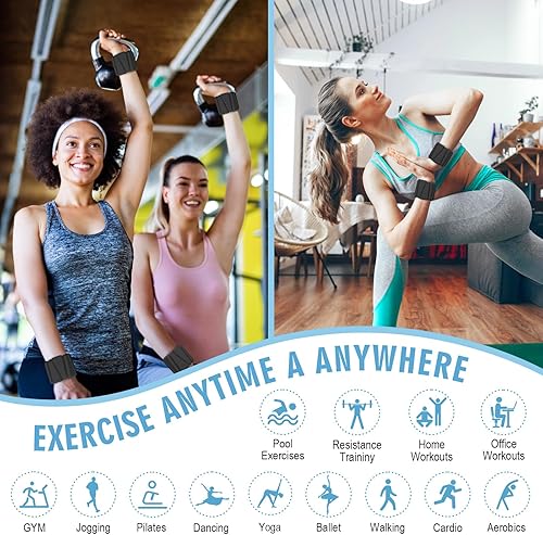 Miniatura 6 de Pesas de muñeca, pesas ajustables para muñeca y tobillo para mujer, pesas para brazos y piernas (1 libra cada una), pulseras con peso para caminar,
