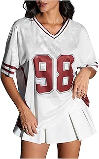 Verdusa Women's Jersey Shirts Y2k Tops Graphic Soccer Summer Oversized T Shirt Top Price In India
