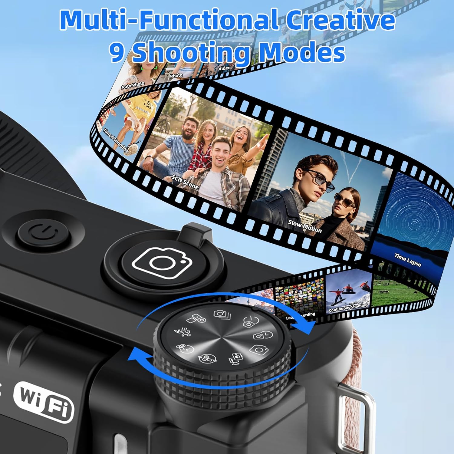 Ourlife 88MP 6K Digital Camera,WiFi Cameras for Photography,Autofocus Camera Vlogging with 3" 180°Flip Screen,Compact Camera Good for Beginners 18X Zoom Flash PoP-up(32GB Card)