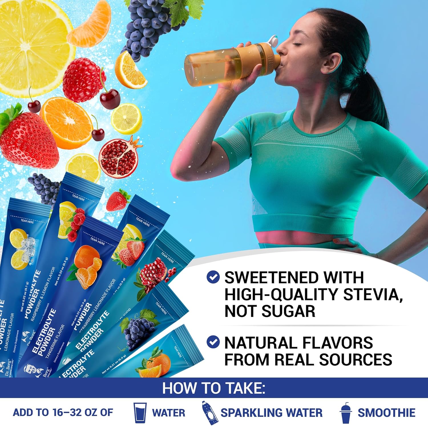 Dr. Berg Sugar Free Electrolyte Powder Packets (Variety Pack) - Daily Electrolyte Drink Mix - 28 Total Hydration Pouches Sugar Free - Keto Electrolytes Powder Packets No Sugar - 7 Delicious Flavors - Image 7