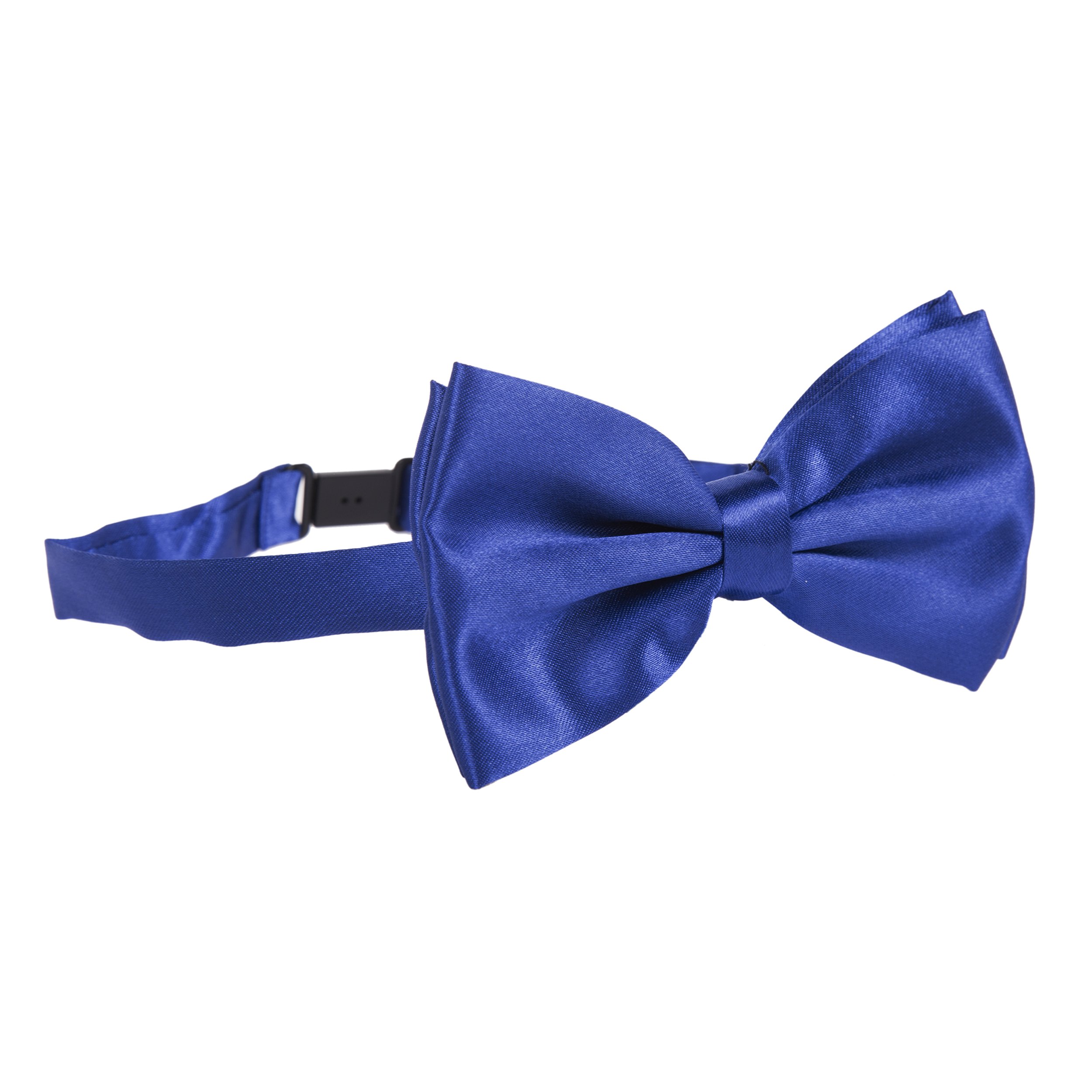 The Tie Co™ Pre-tied & Adjustable Satin Solid Colour Classic Plain Bow Tie (Royal Blue)