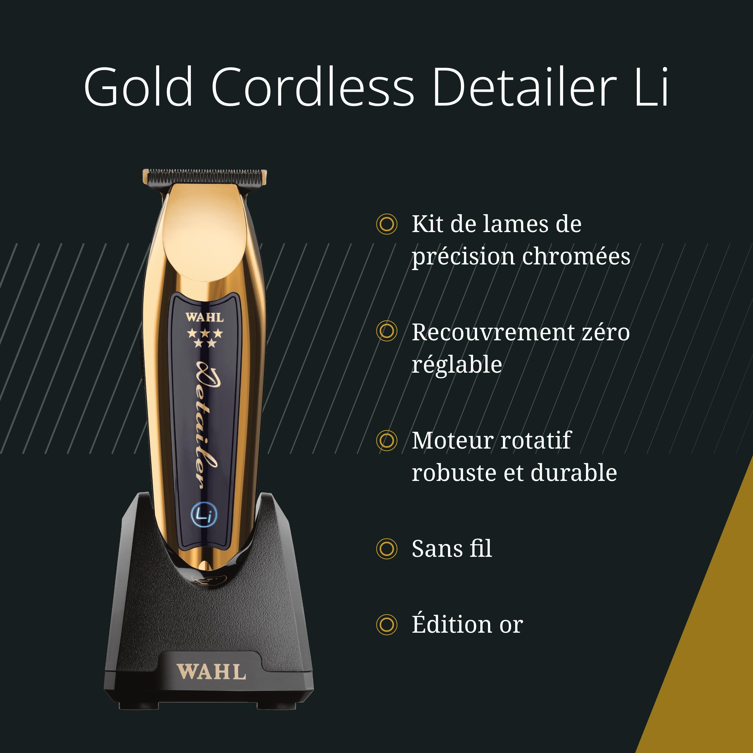 Tondeuse Sans Fil Wahl Detailer - Rechargeable, Lame En T 0.4mm, Fiche Italienne, Neuve