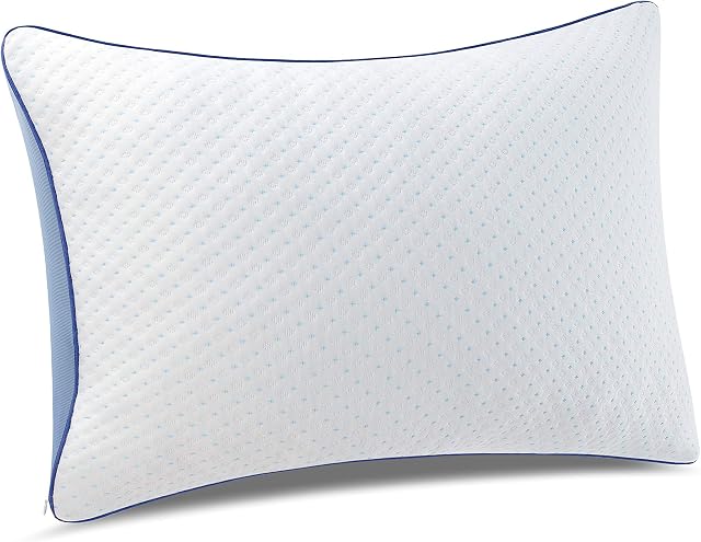 pillowLY Shredded Memory Foam Pillow For Neck Support & Pain Relief - 2 Comfort Orthopedic Zones (Soft & Firm) Adjustable for Stomach Back & Side Sleepers