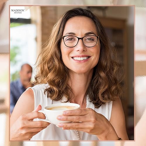 Vista 20 de Madison Avenue Square Vintage TR90 Blue Light Blocking Reading Glasses for Women, Anti Eyestrain/Glare Computer Readers