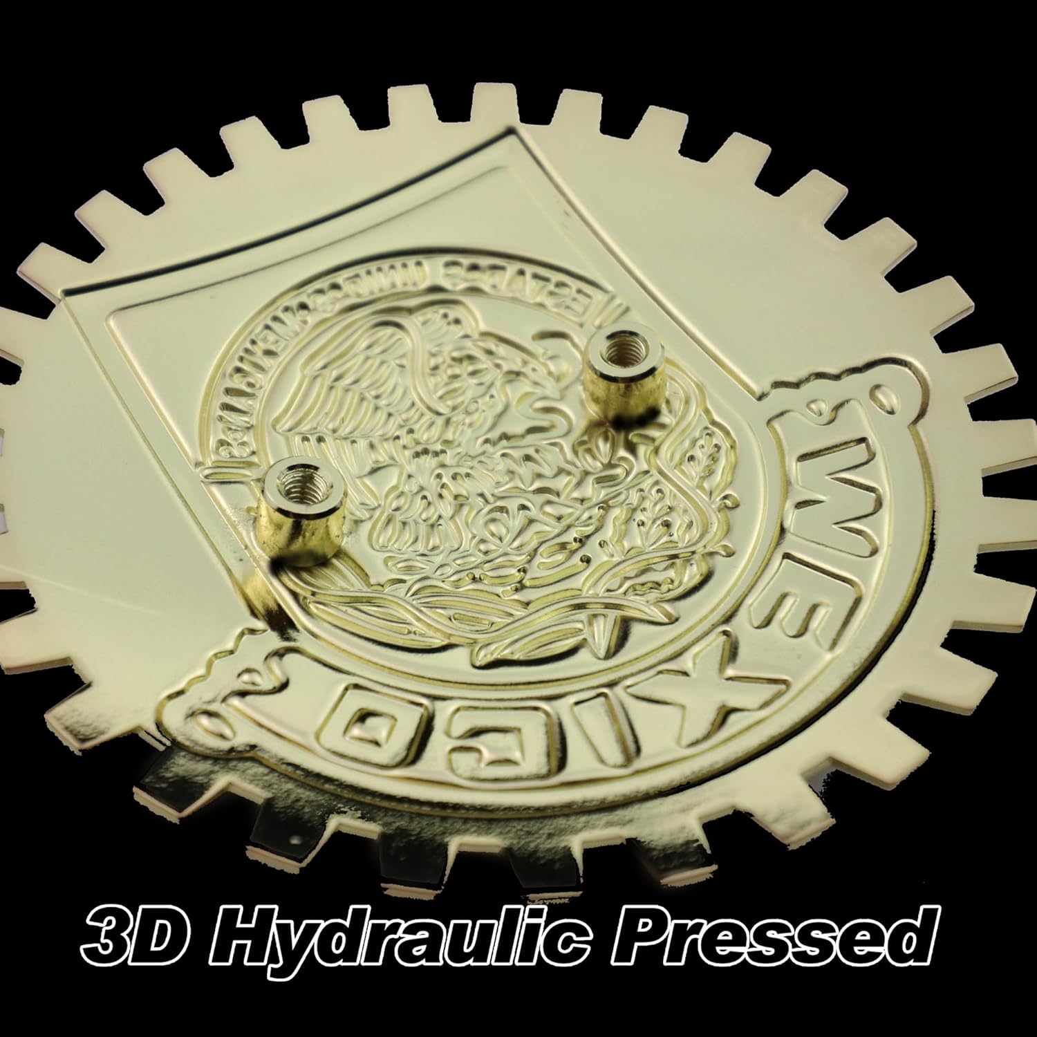 Premium Gold ISO 9001 Mexico Flag Golden Grill Badge Golden Mexican Emblem for Trucks and Cars