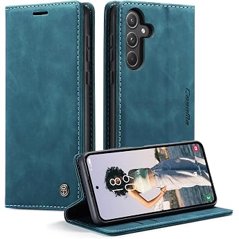Mobile Phone Case for Samsung Galaxy A55 5G PU Leather Folio Wallet Case with Card Holder and Kickstand Premium TPU Shockproof Inner Case Protective Folio Cover Compatible with Galaxy A55 5G Blue