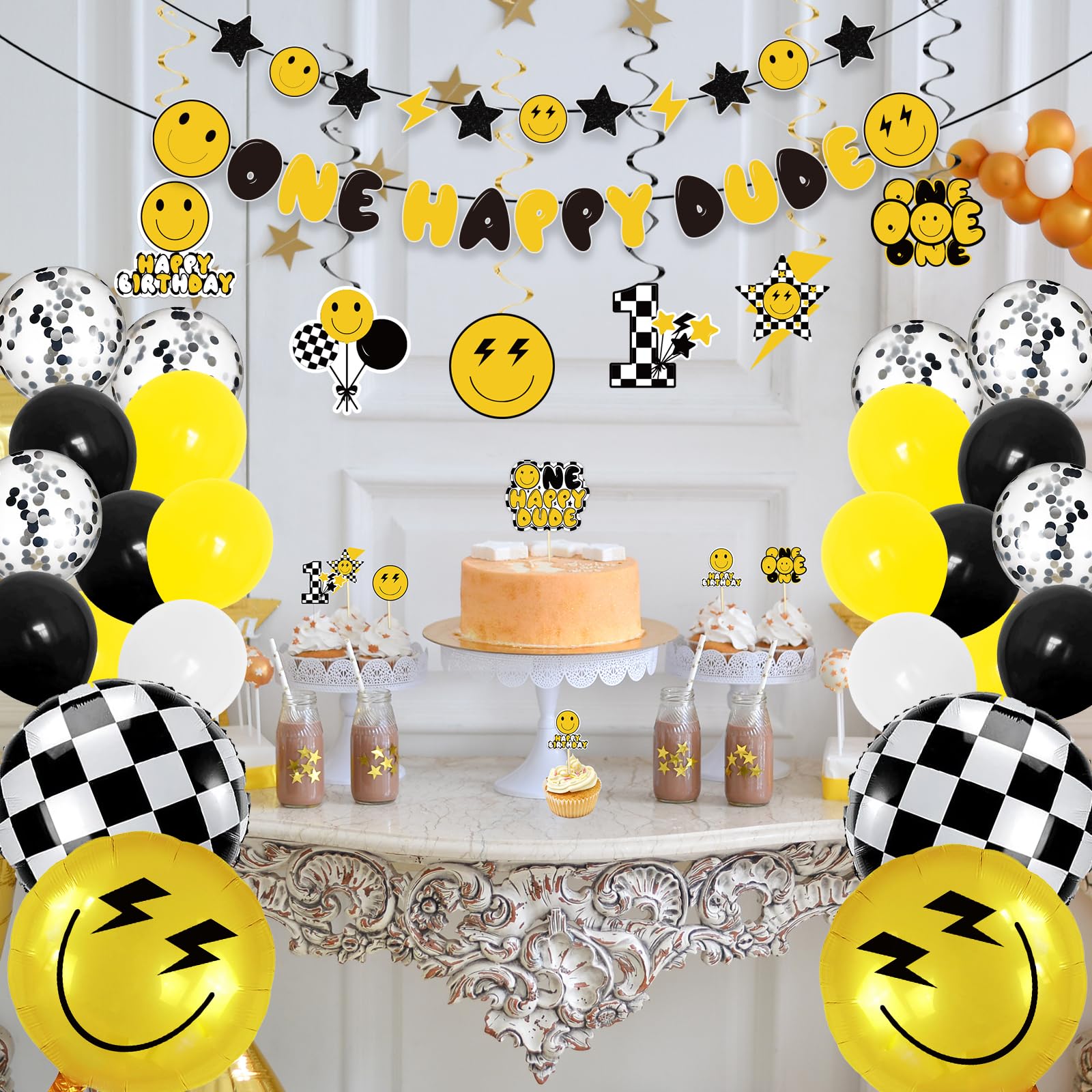 One Happy Dude Tablecloth 3-Pack - 51x108 Inch Hippie Birthday Party Decorations