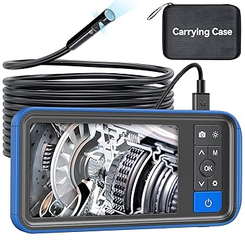 Triple Lens Endoscope with Light, Teslong 4.5inch HD Snake Borescope Inspection Camera with High Brightness LEDs, Flexible Mechanics Scope Fiber Optic (16.5ft)