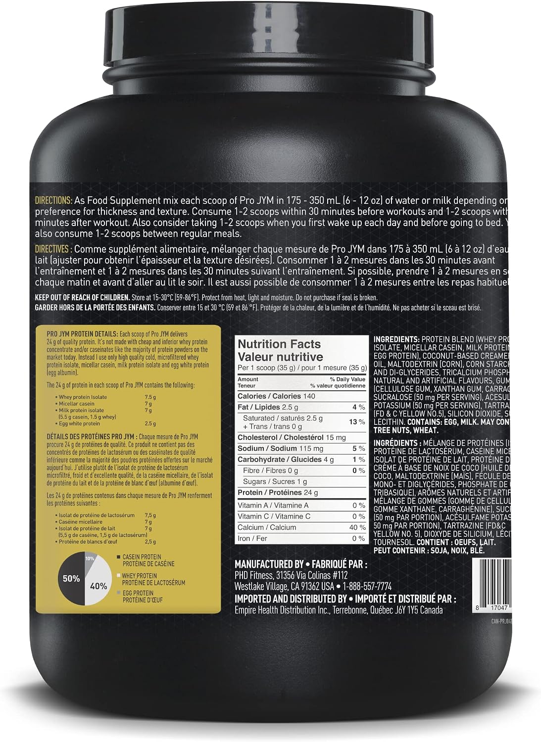 Pro Jym Protein Powder - Egg White, Milk, Whey protein isolates & Micellar Casein | JYM Supplement Science | Banana Cream Pie Flavor