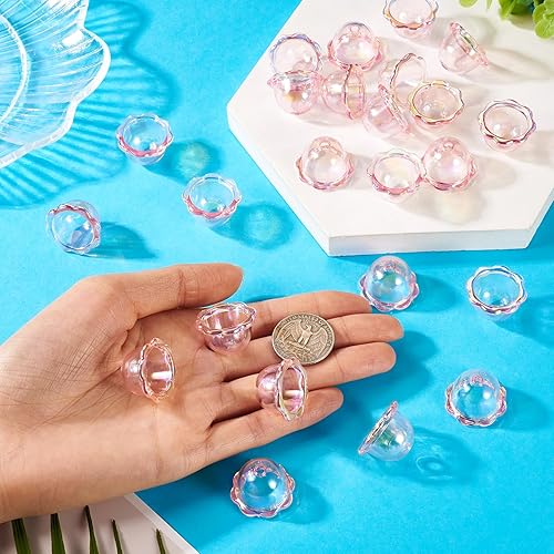 Vista 244 de FASHEWELRY 10 cuentas de cristal hechas a mano, cuentas florales de cristal, cuentas espaciadoras de flores de trompeta transparentes, cuentas