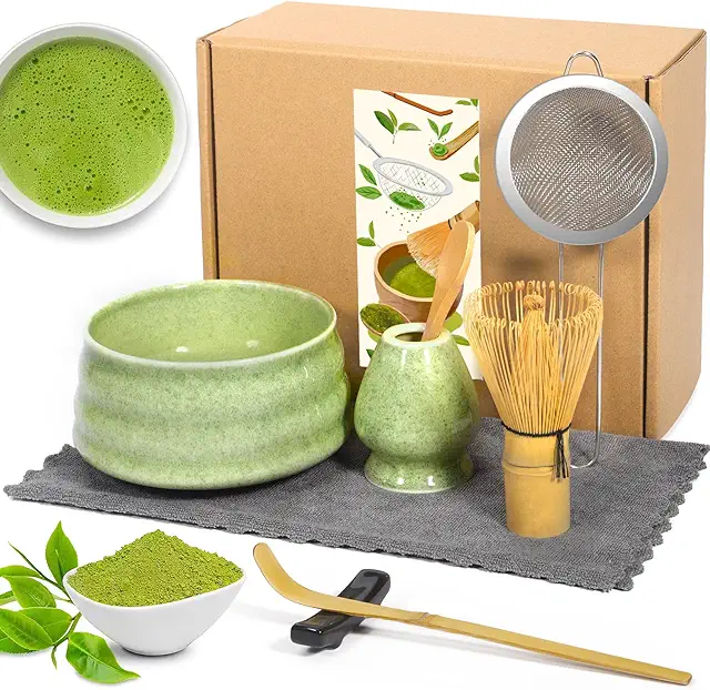 AMCHLEL 8-Piece Matcha Kit for Beginners - Complete Ceramic Tea Set