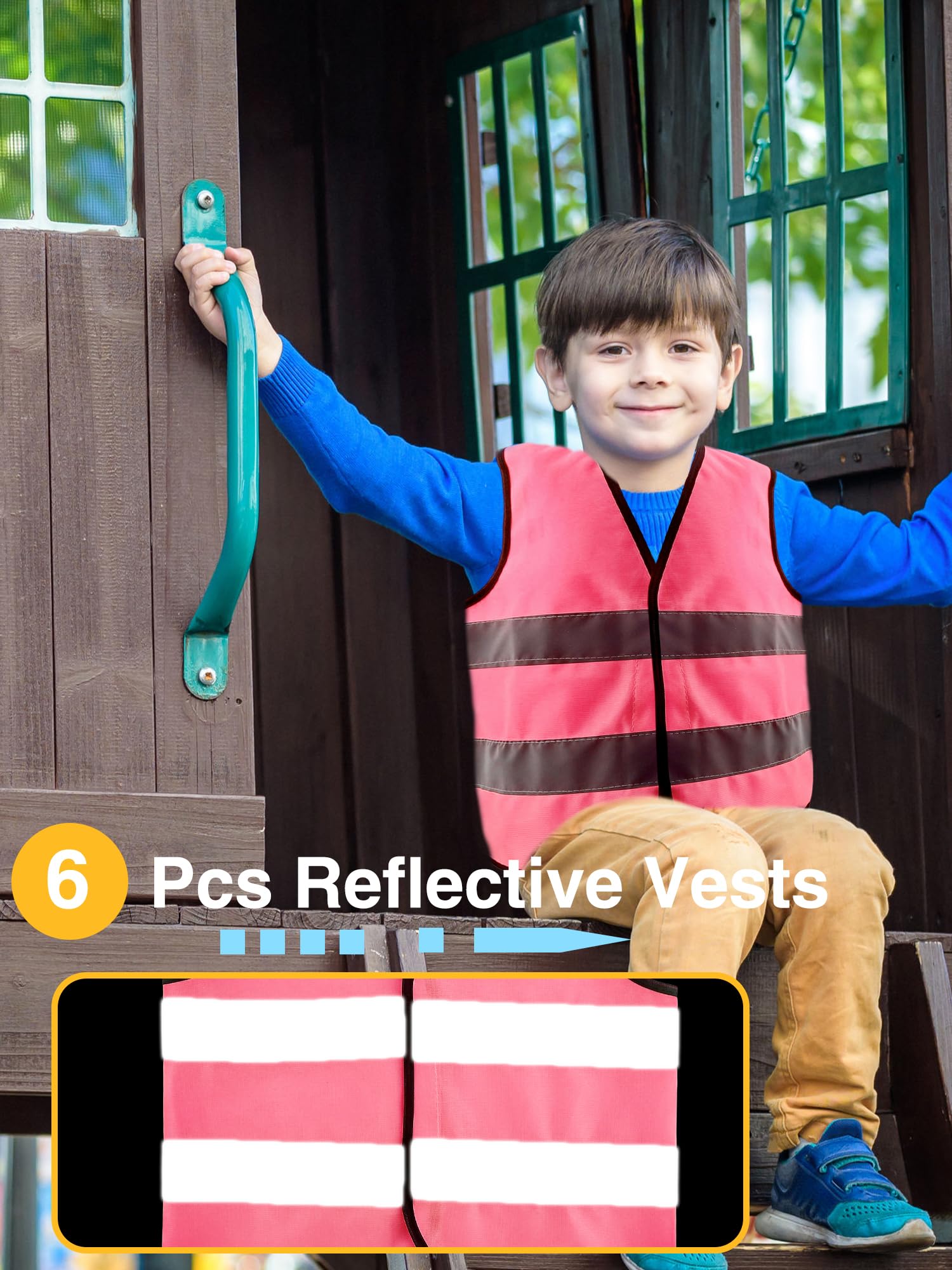 6 Pcs Kids Hi Vis Vest Child High Visibility Vest Bulk Children Hi Vis Safety Vests with Reflective Strips for Girls Boys Gift Play Outside Ride Bike (Pink - Image 3